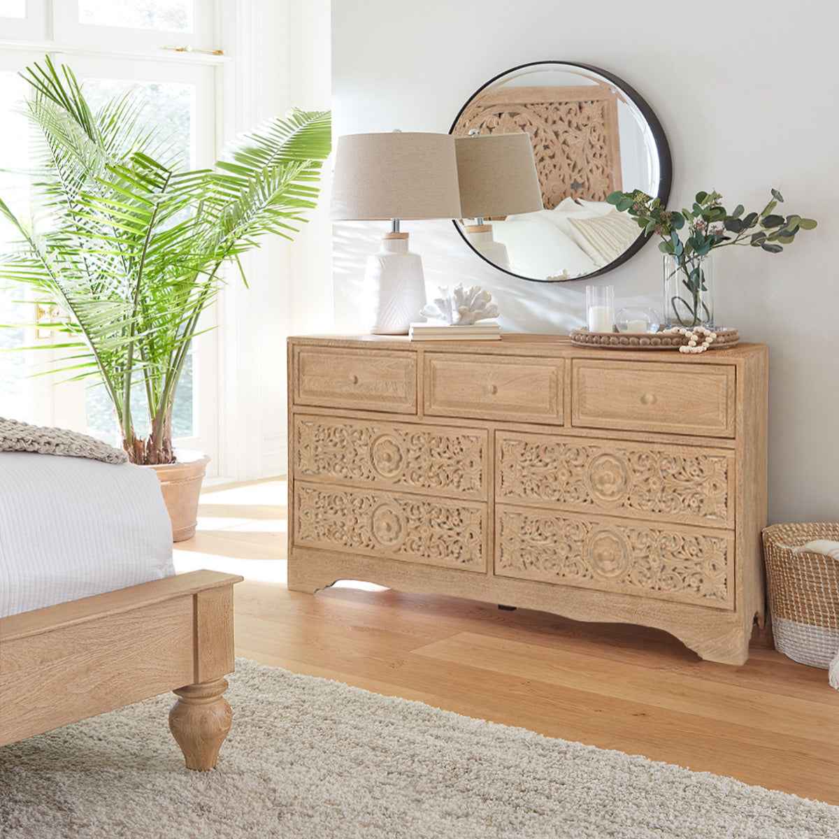 Taj 71" Dresser with Plinth Base in Whitewash - Image 6