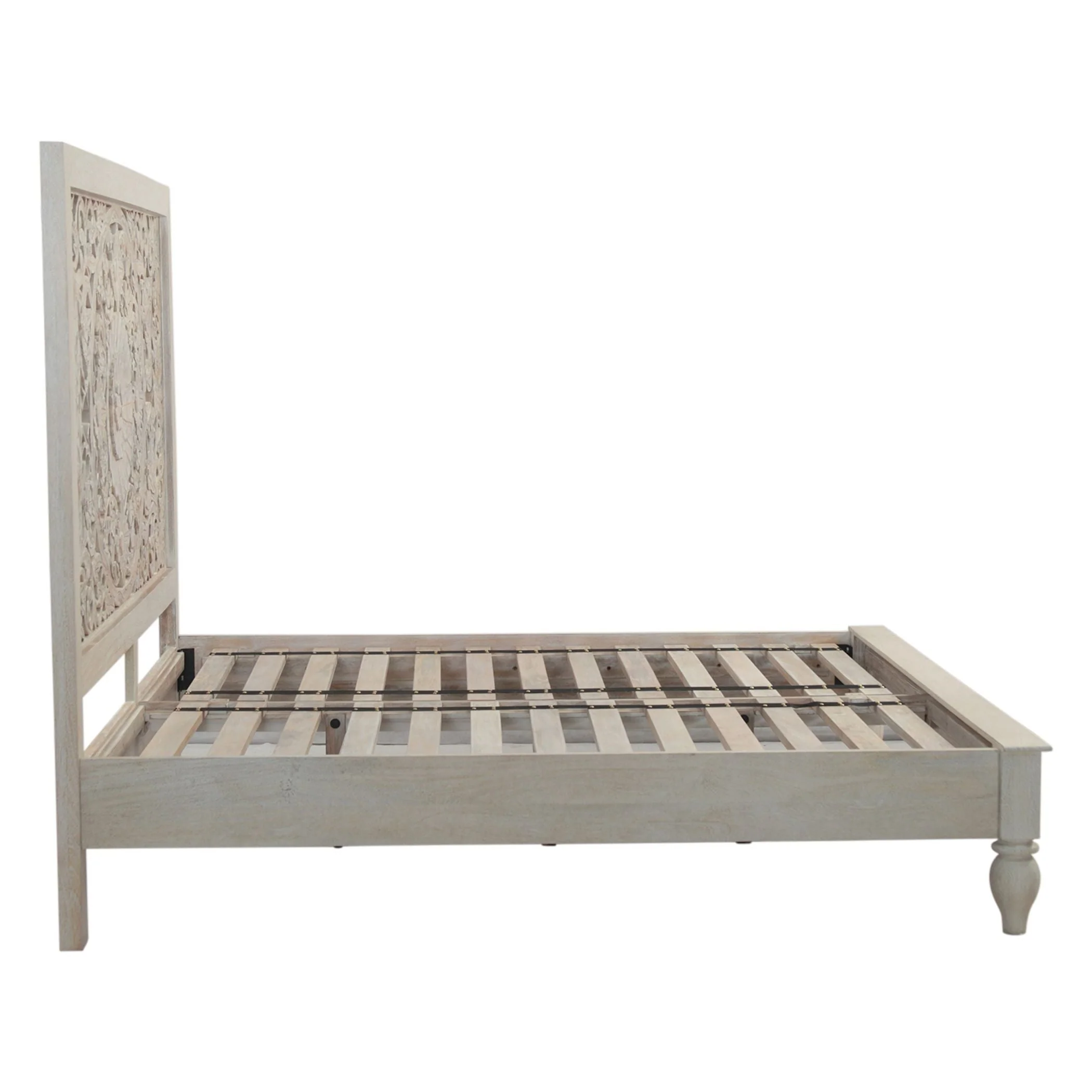 Taj Queen Bed in Hand Carved Heirloom White - Image 3