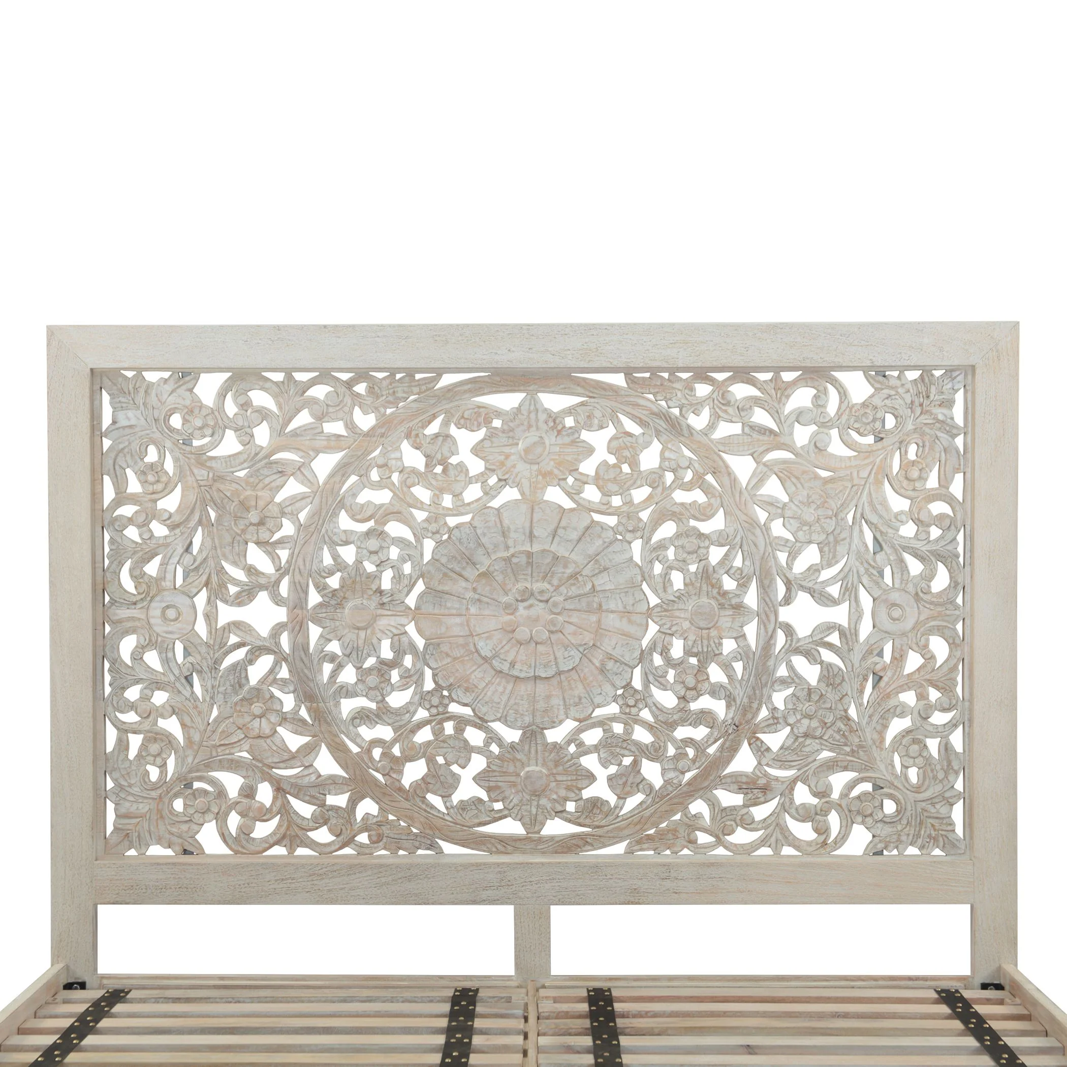 Taj Queen Bed in Hand Carved Heirloom White - Image 6