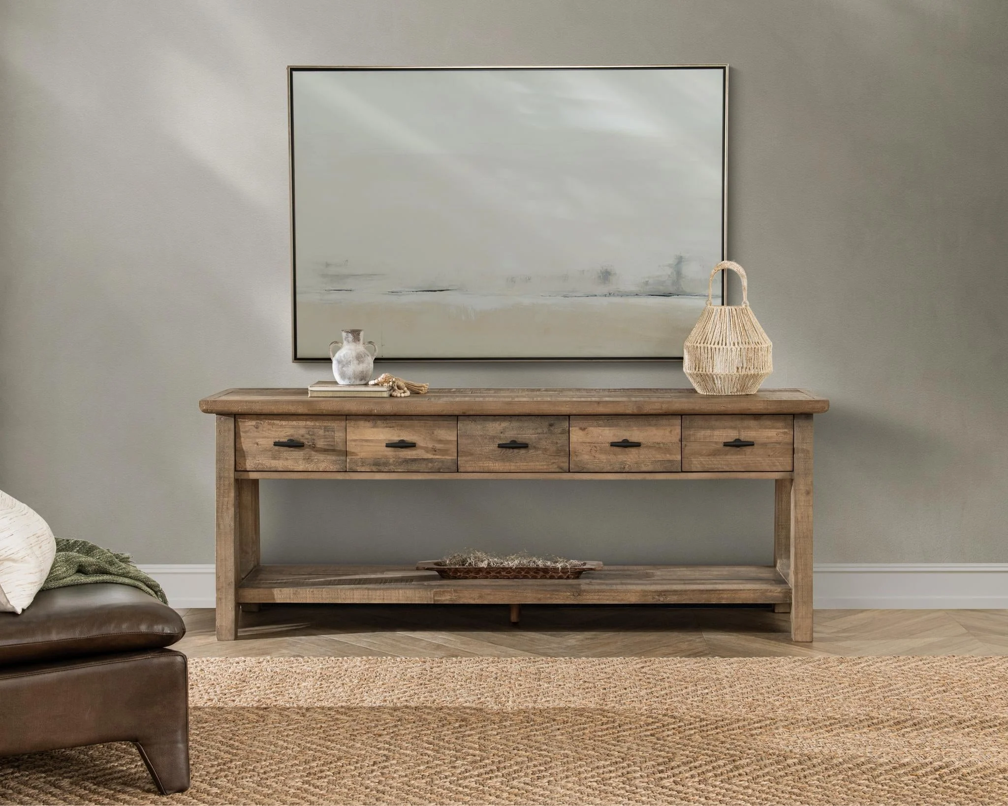 Talladega 5 Drawer Console Table - Natural Pine - Image 10