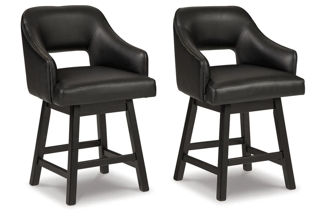 Tallenger Black/Dark Brown Counter Height Barstool, Set of 2