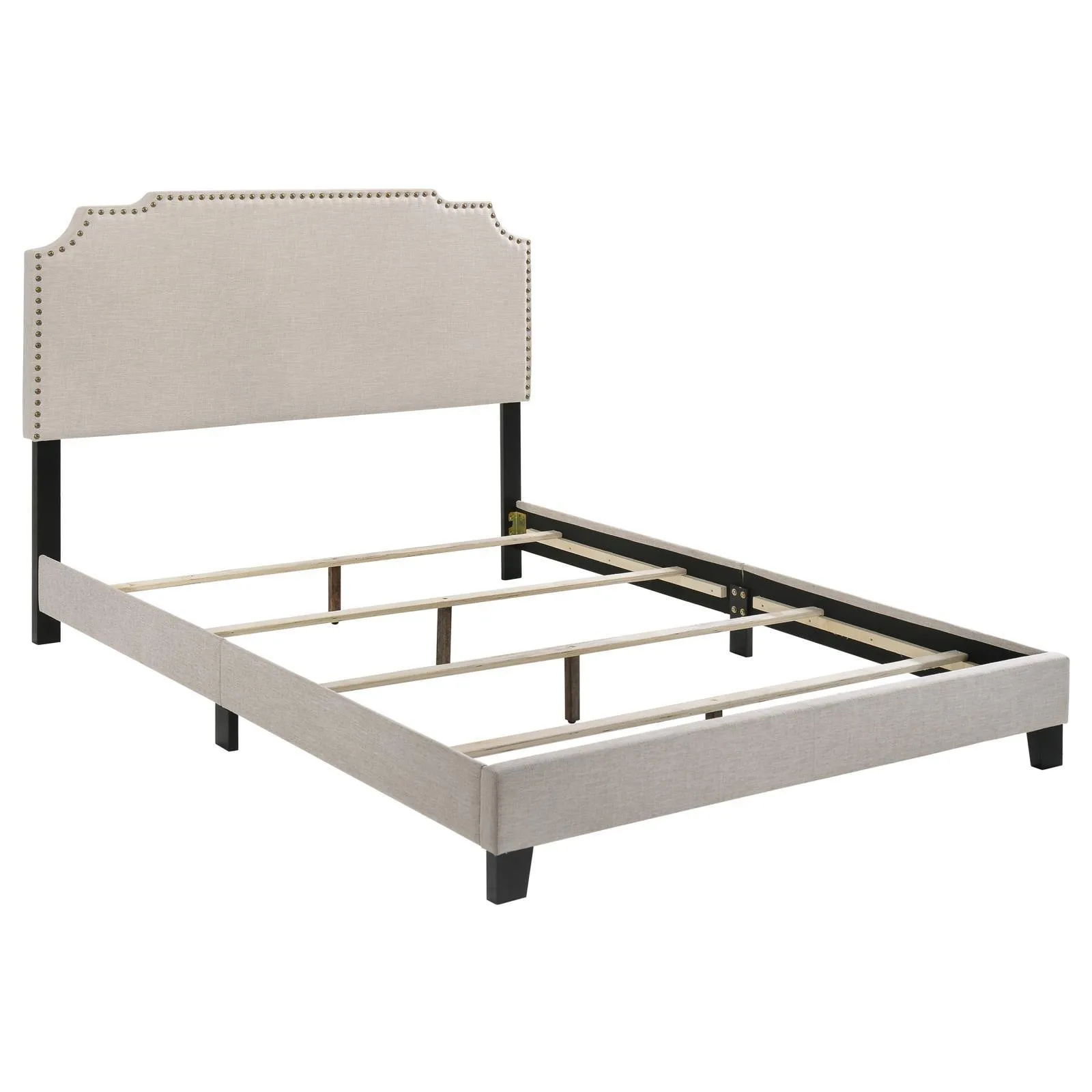 Tamarac Beige Upholstered Nailhead Eastern King Bed - Image 2