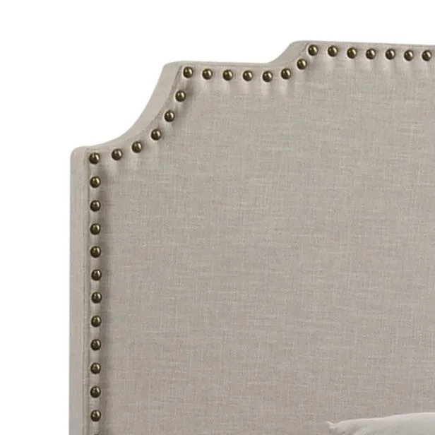 Tamarac Beige Upholstered Nailhead Eastern King Bed - Image 5
