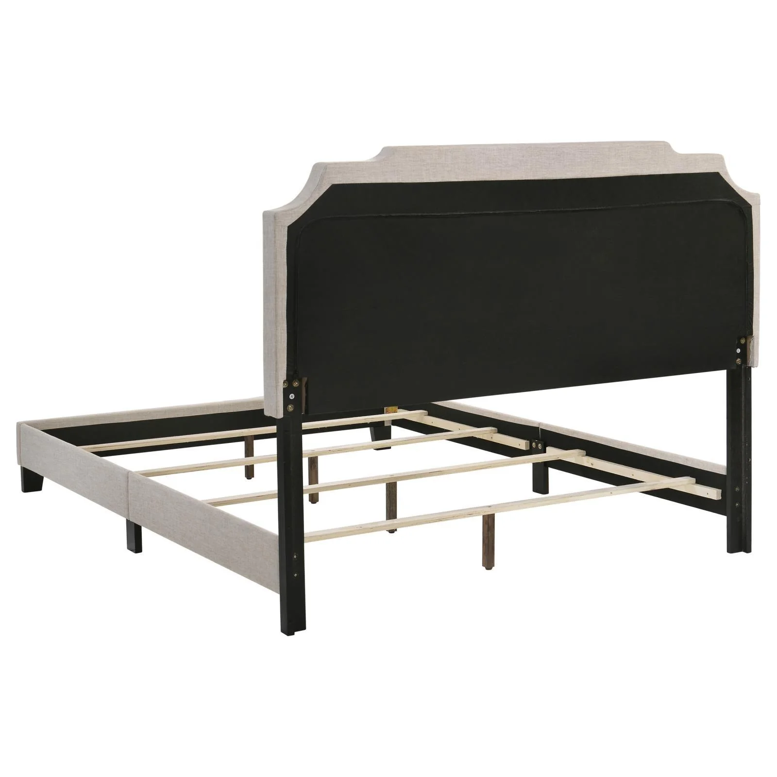 Tamarac Beige Upholstered Nailhead Queen Bed - Image 3