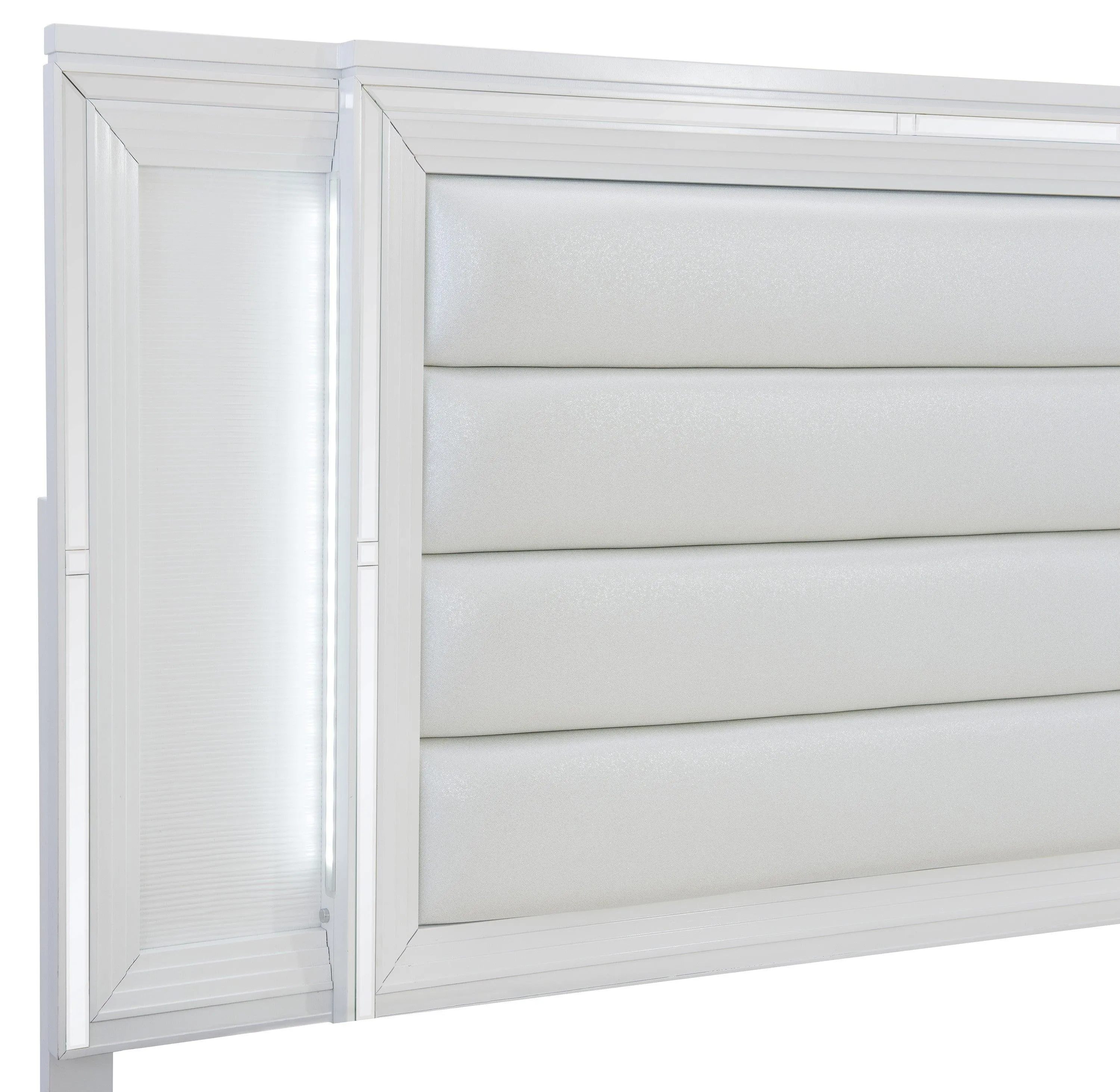 Tamsin White LED Upholstered Storage Platform Bedroom Set - Image 5