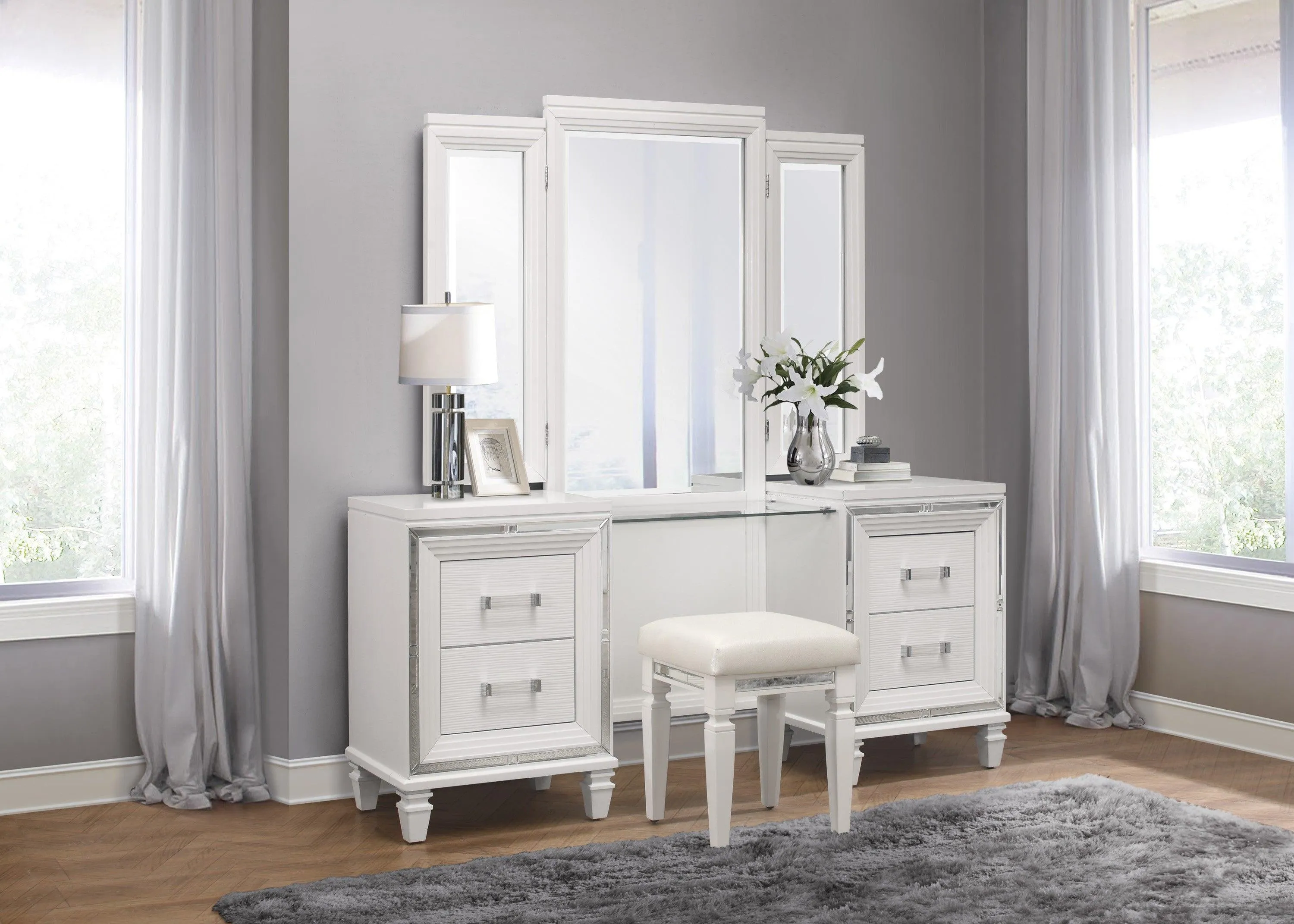 Tamsin White Vanity Stool - Image 2