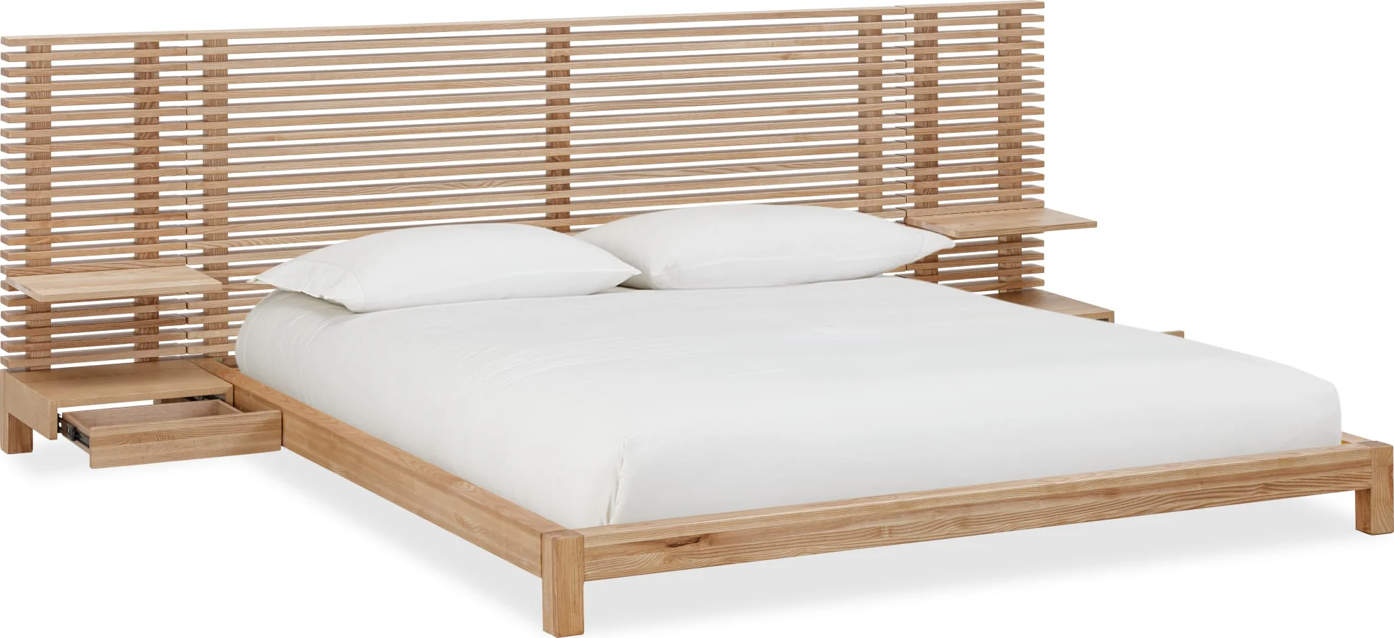 Tanner Flaxen Full Solid Ash Wall Bed with Integrated Nightstands - Image 5