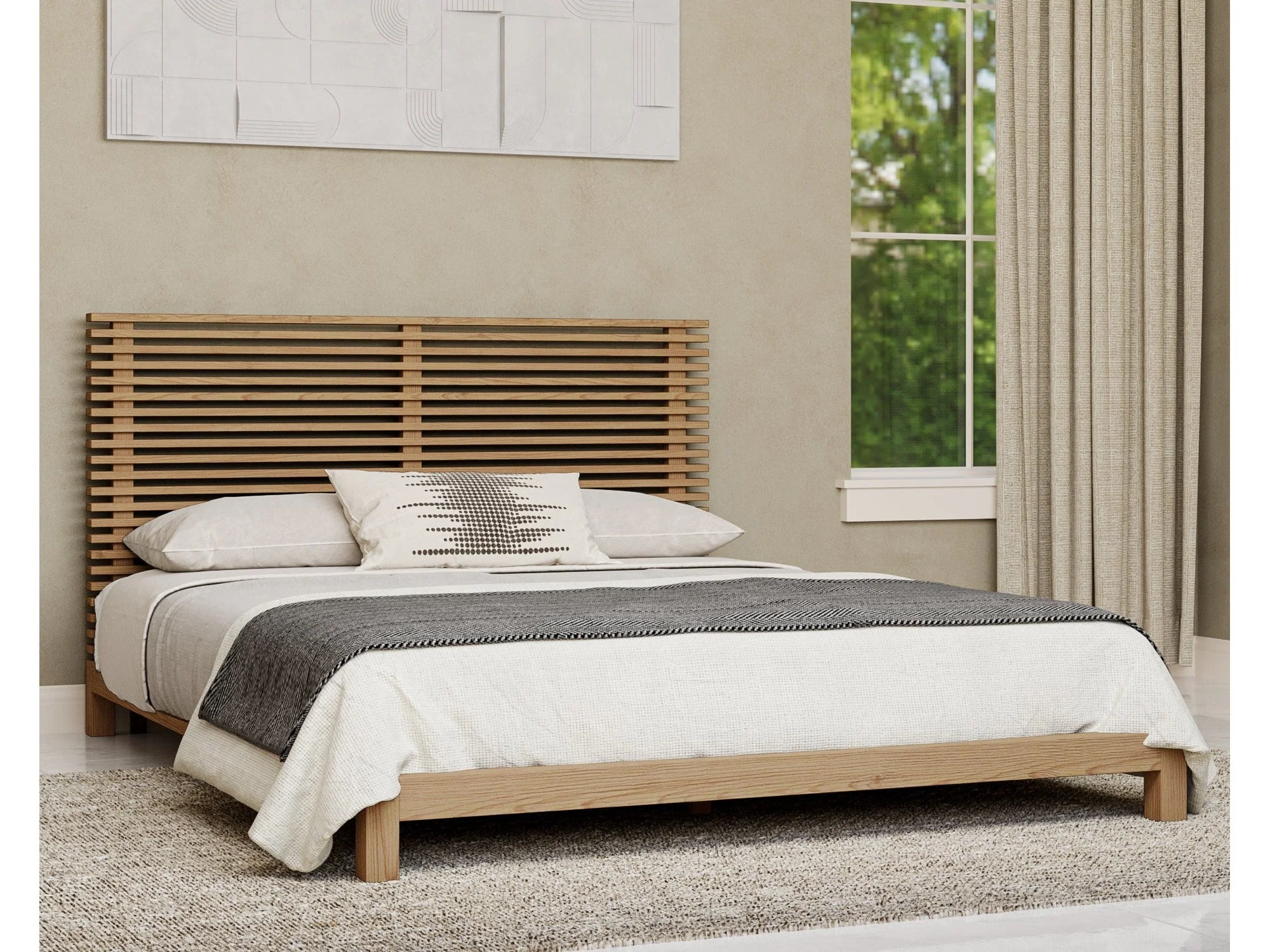 Tanner Solid Ash Full Platform Bed in Flaxen