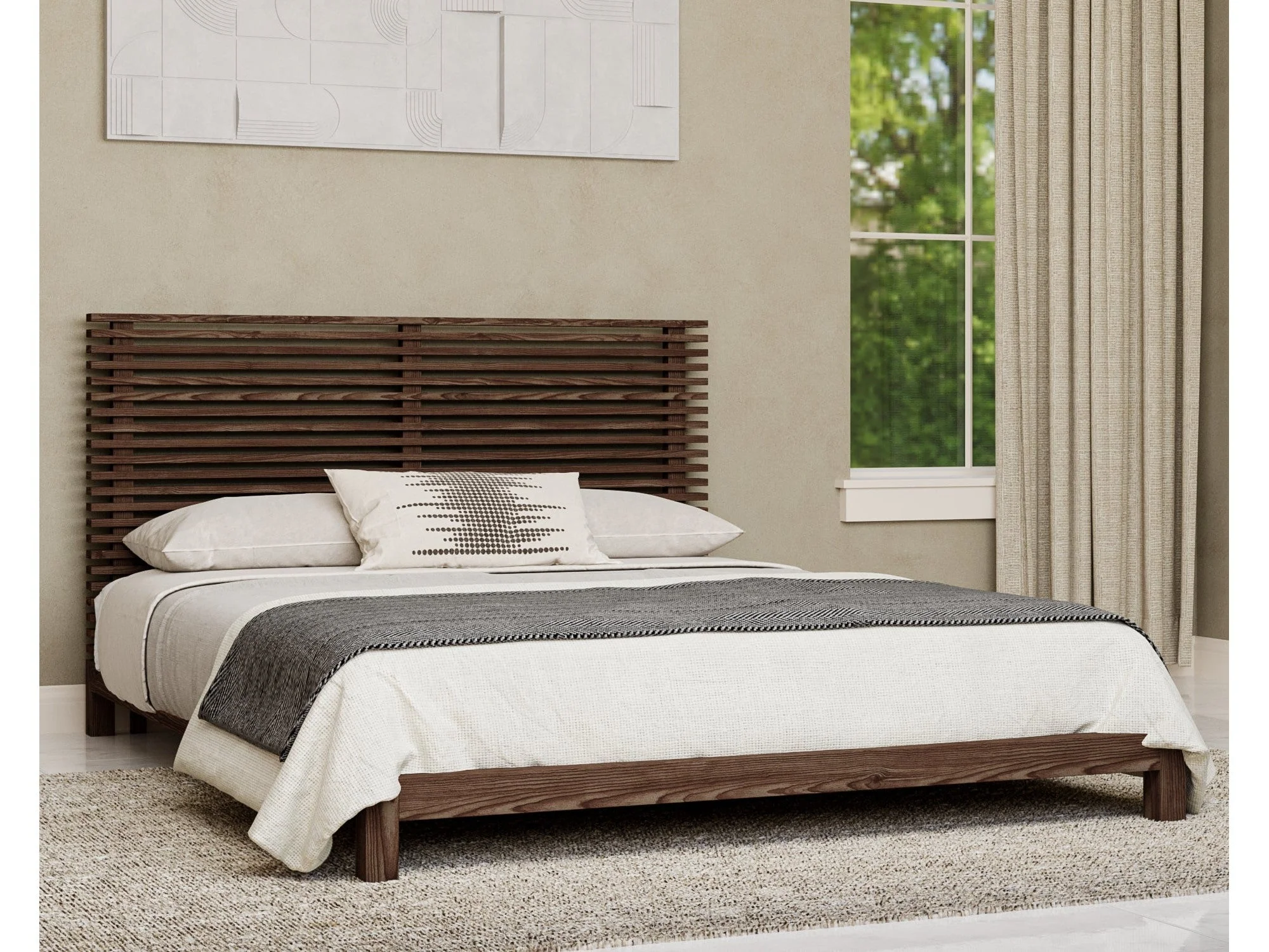 Tanner Solid Ash Full Platform Bed in Roux
