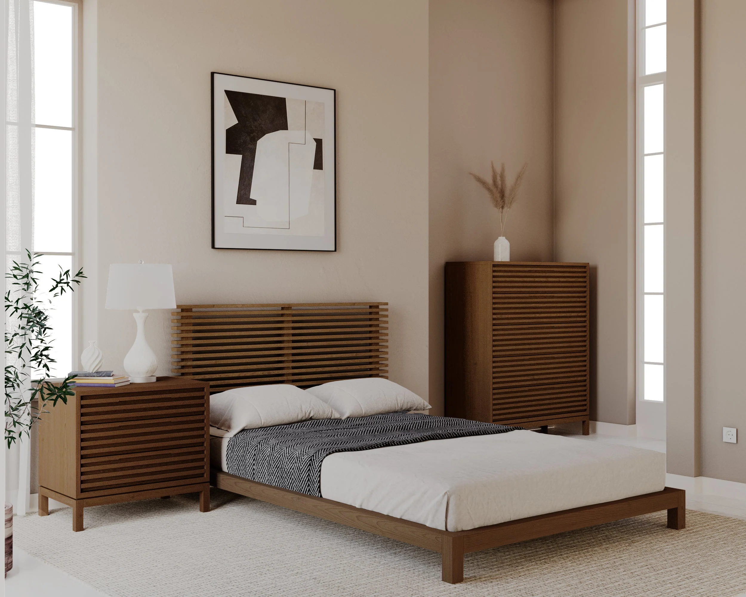 Tanner Solid Ash Queen Platform Bed in Roux - Image 7