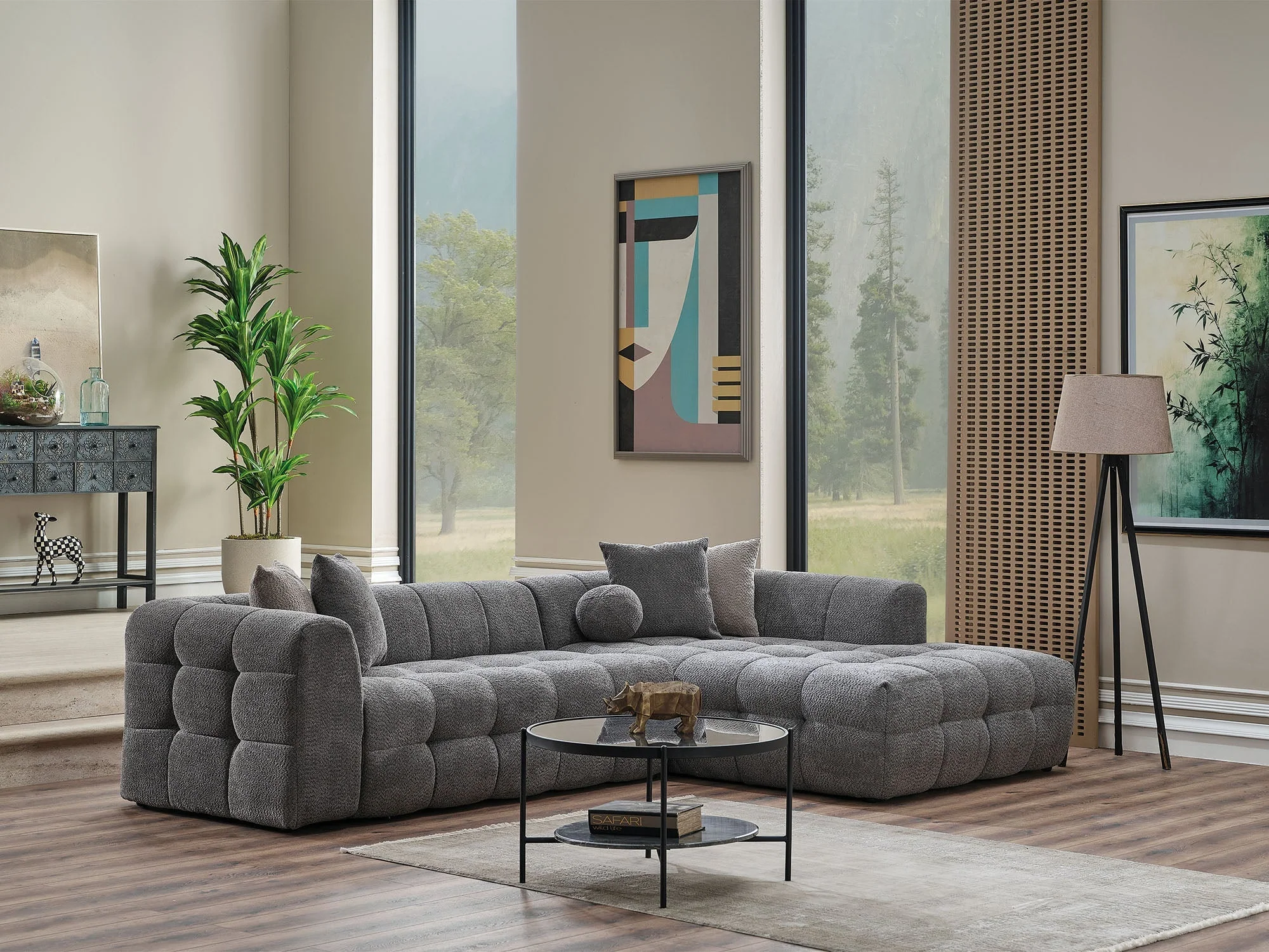 Teddy Sectional Sofa Grey - Image 4