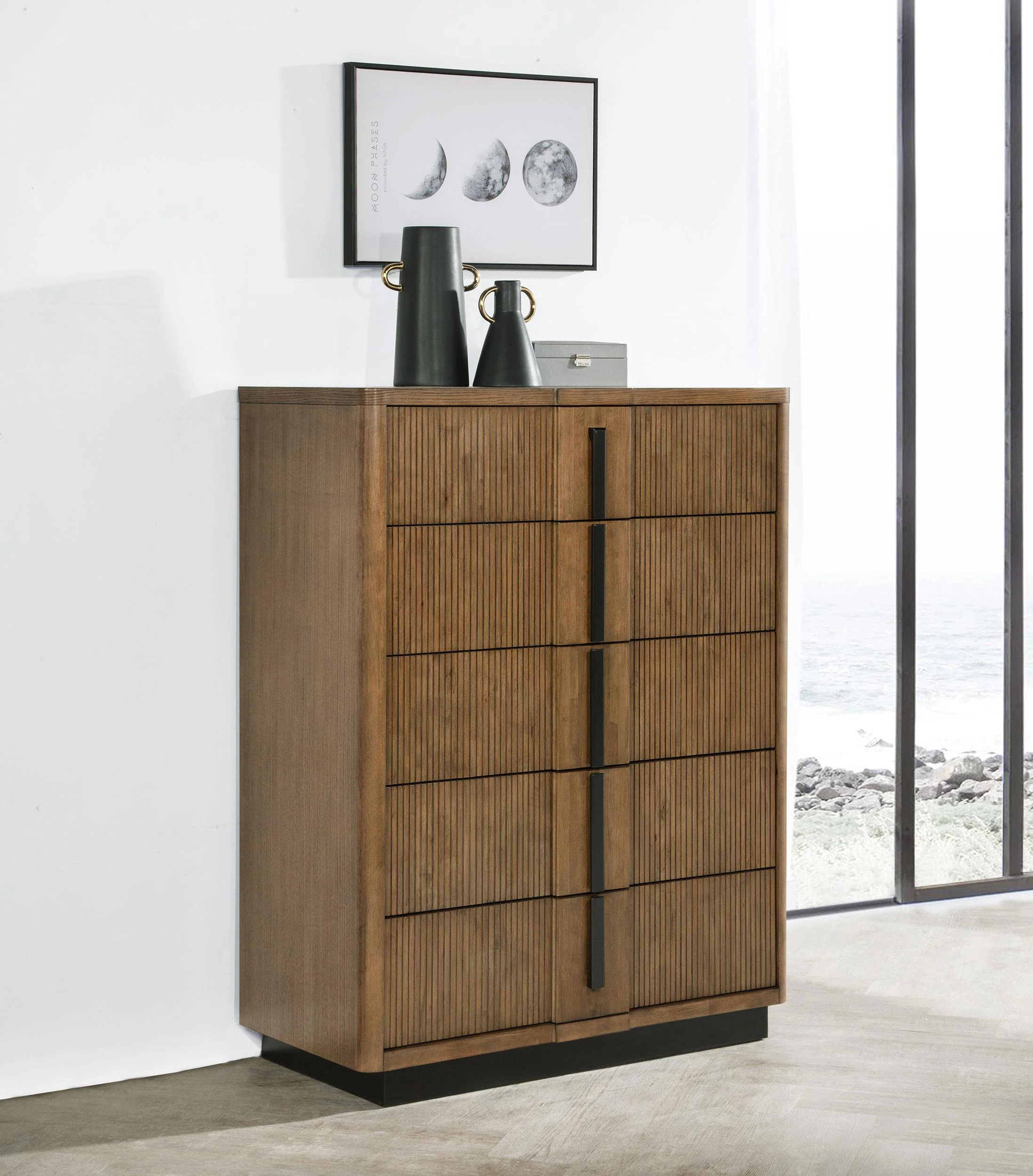 Terrace Ash Brown 5-Drawer Chest