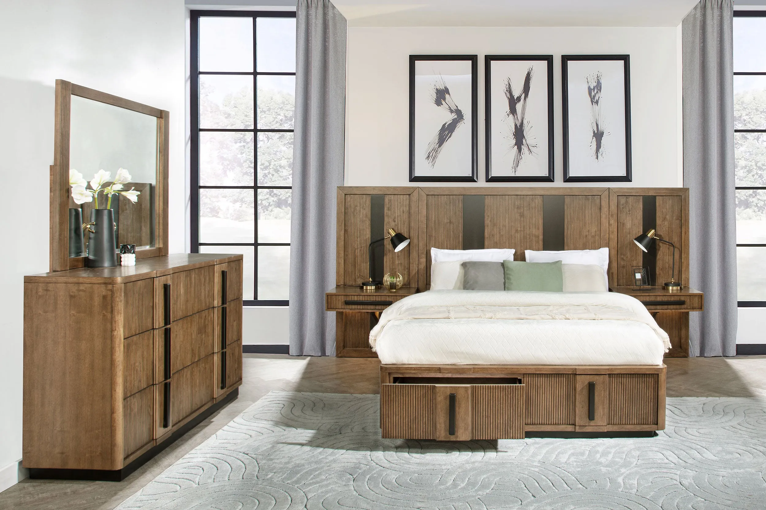 Terrace Ash Brown5-piece Eastern King Panel Bedroom Set