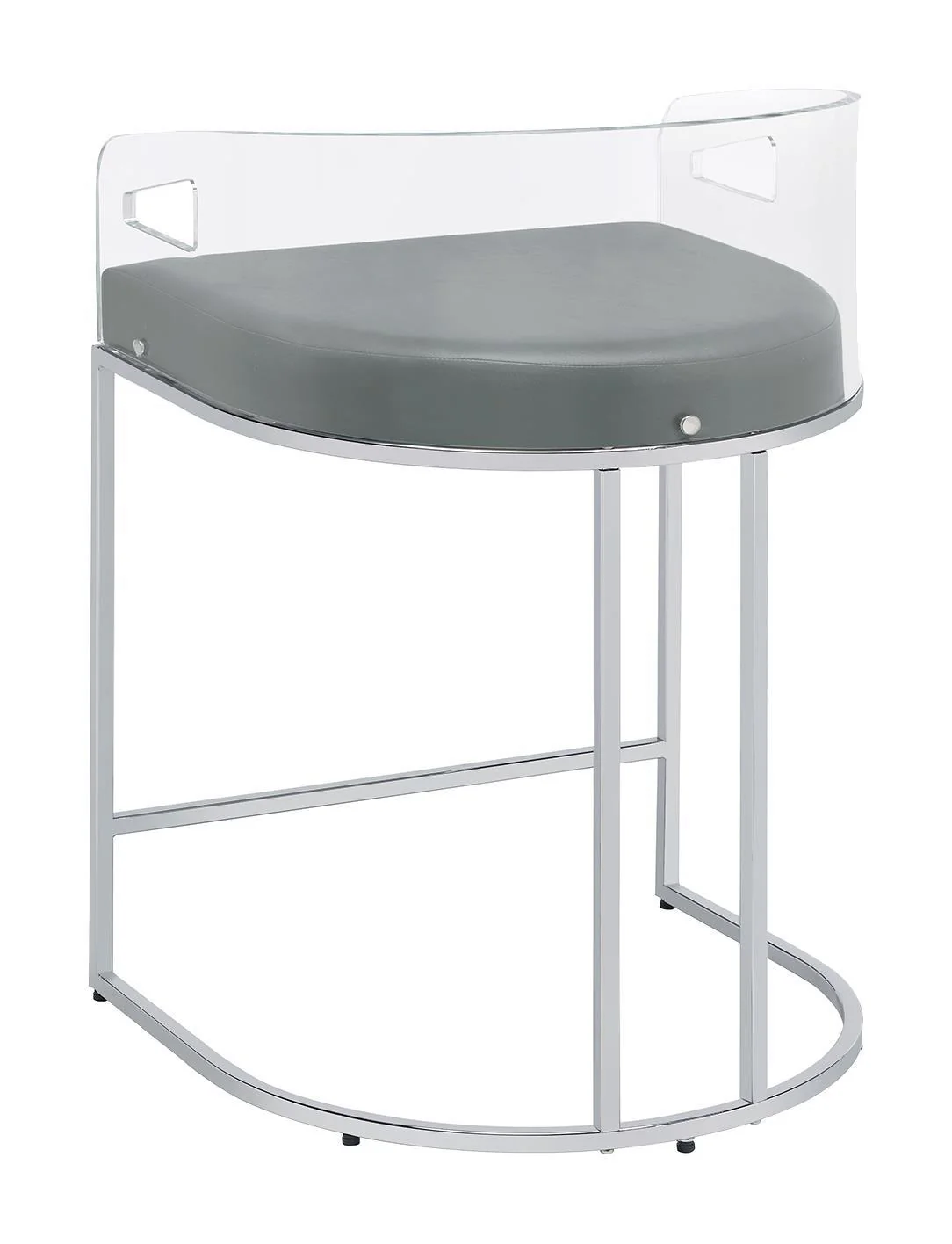 Thermosolis Gray/Chrome Acrylic Back Counter Height Stools, Set of 2 - Image 6