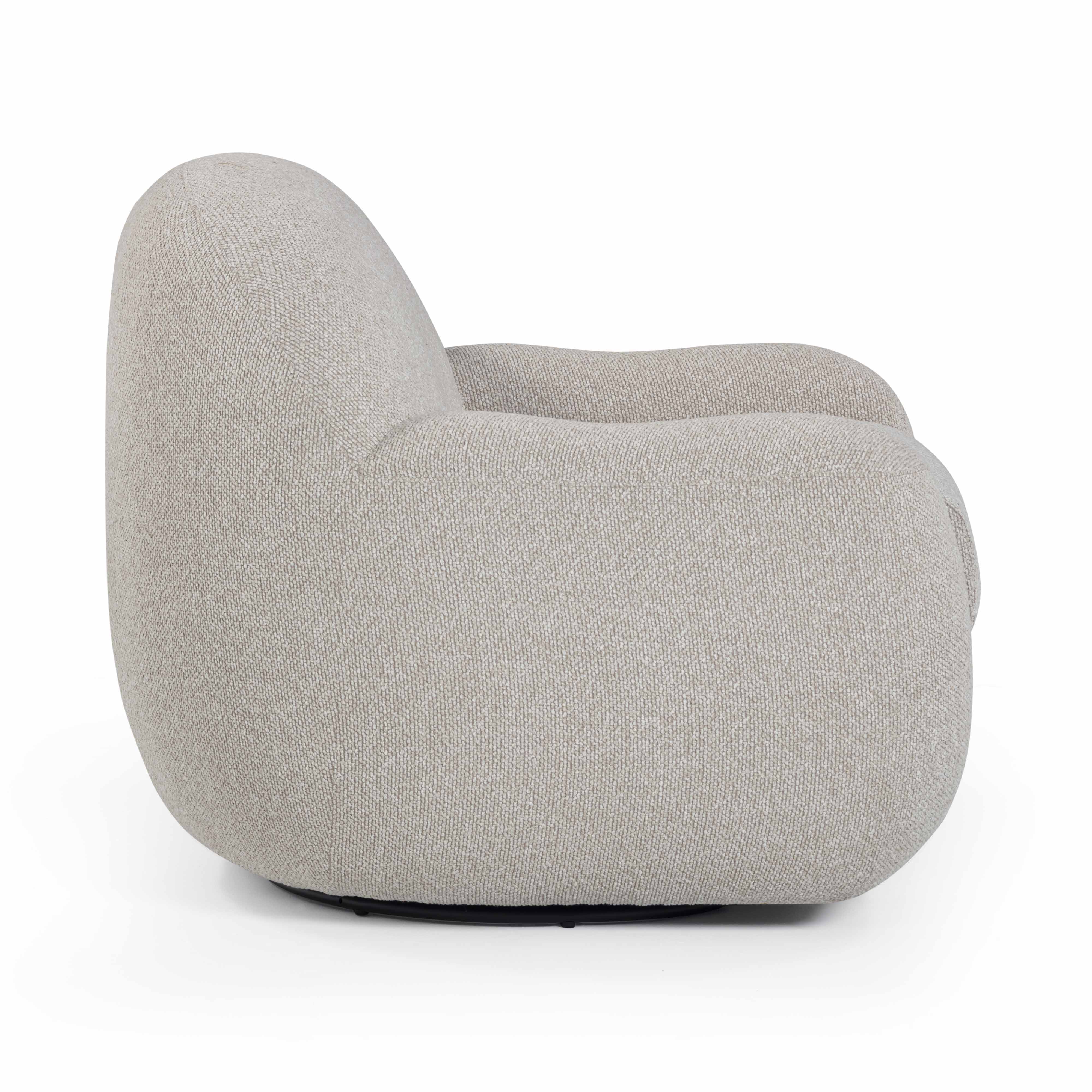 Tiago Warm Grey Boucle Swivel Chair - Image 3