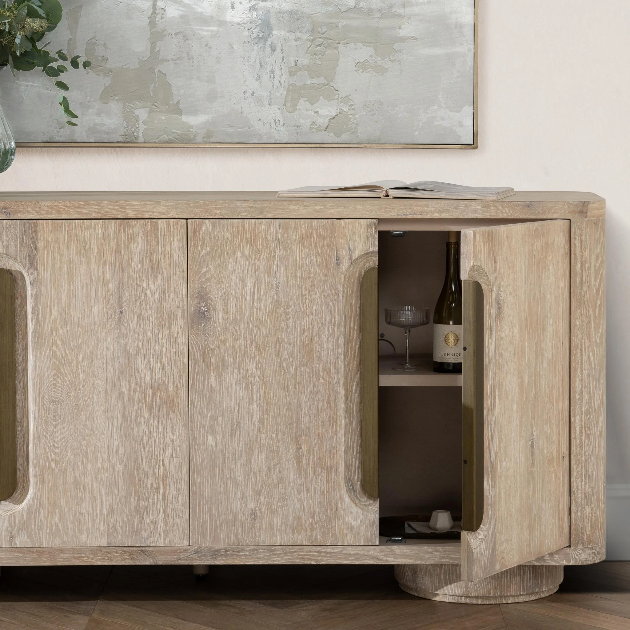 Tiber 4 Door Buffet - Cream Washed - Image 10