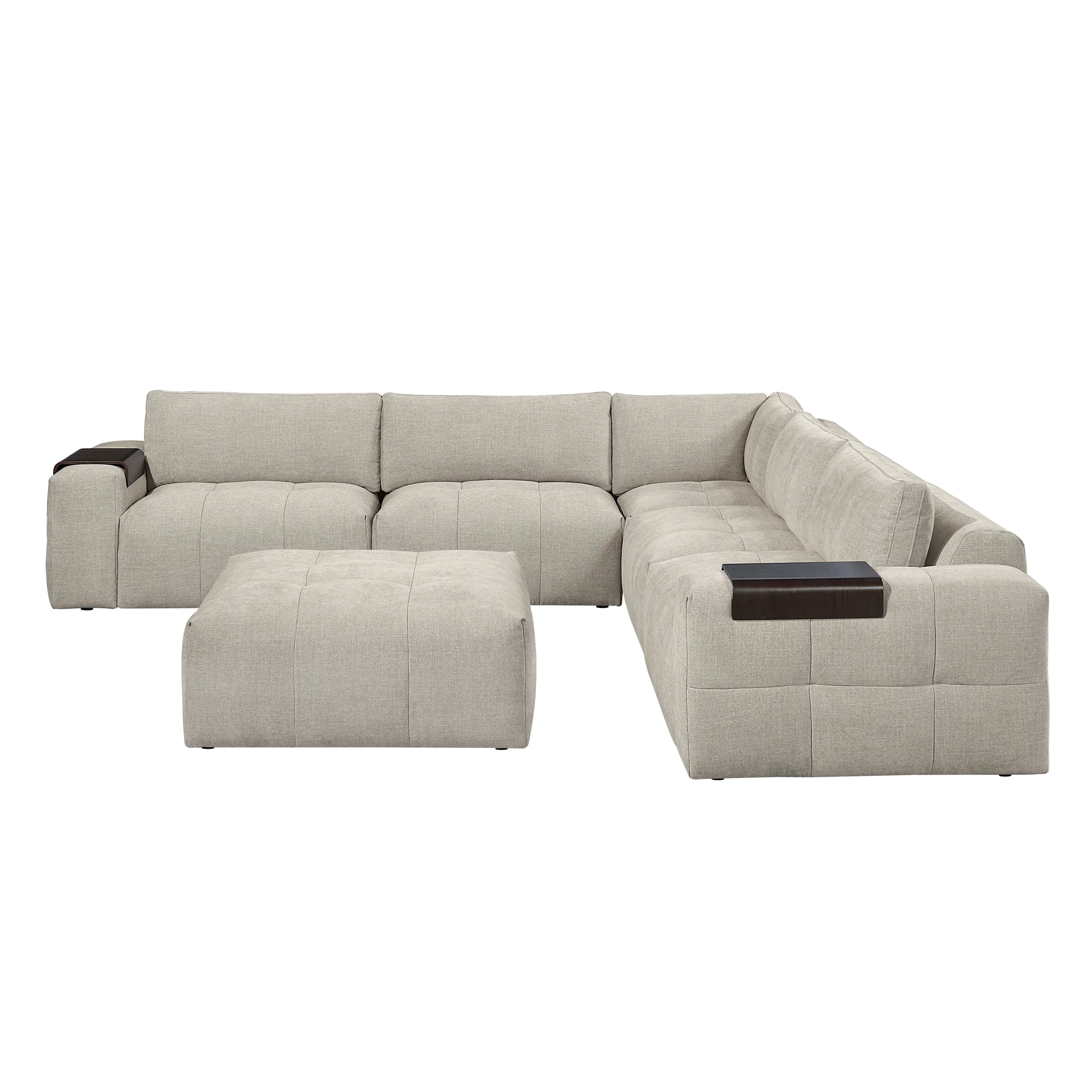 Tidal Taupe 6-Piece Modular Sectional with Ottoman - Image 3