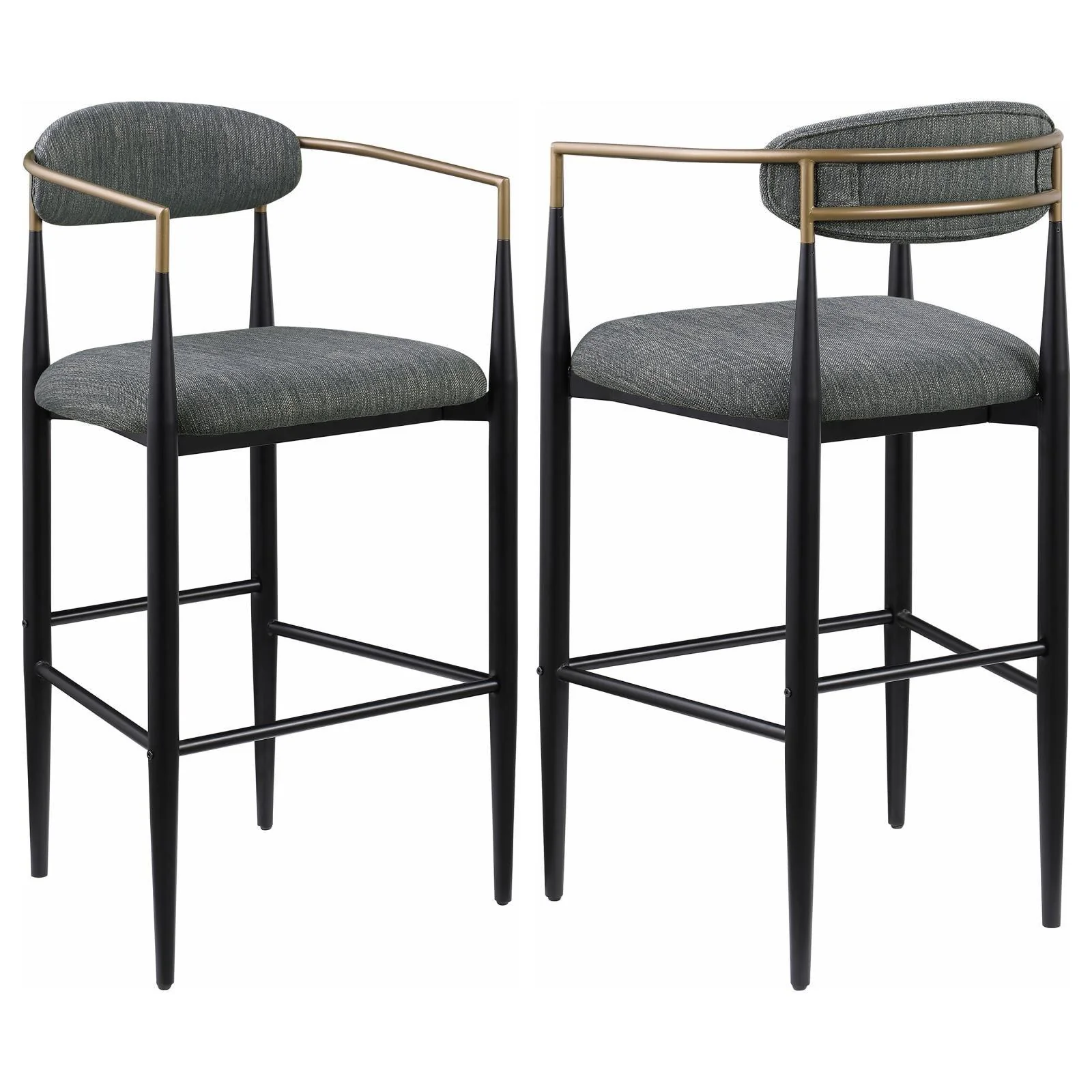 Tina Dark Gray Metal Pub Height Upholstered Bar Stool, Set of 2 - Image 14