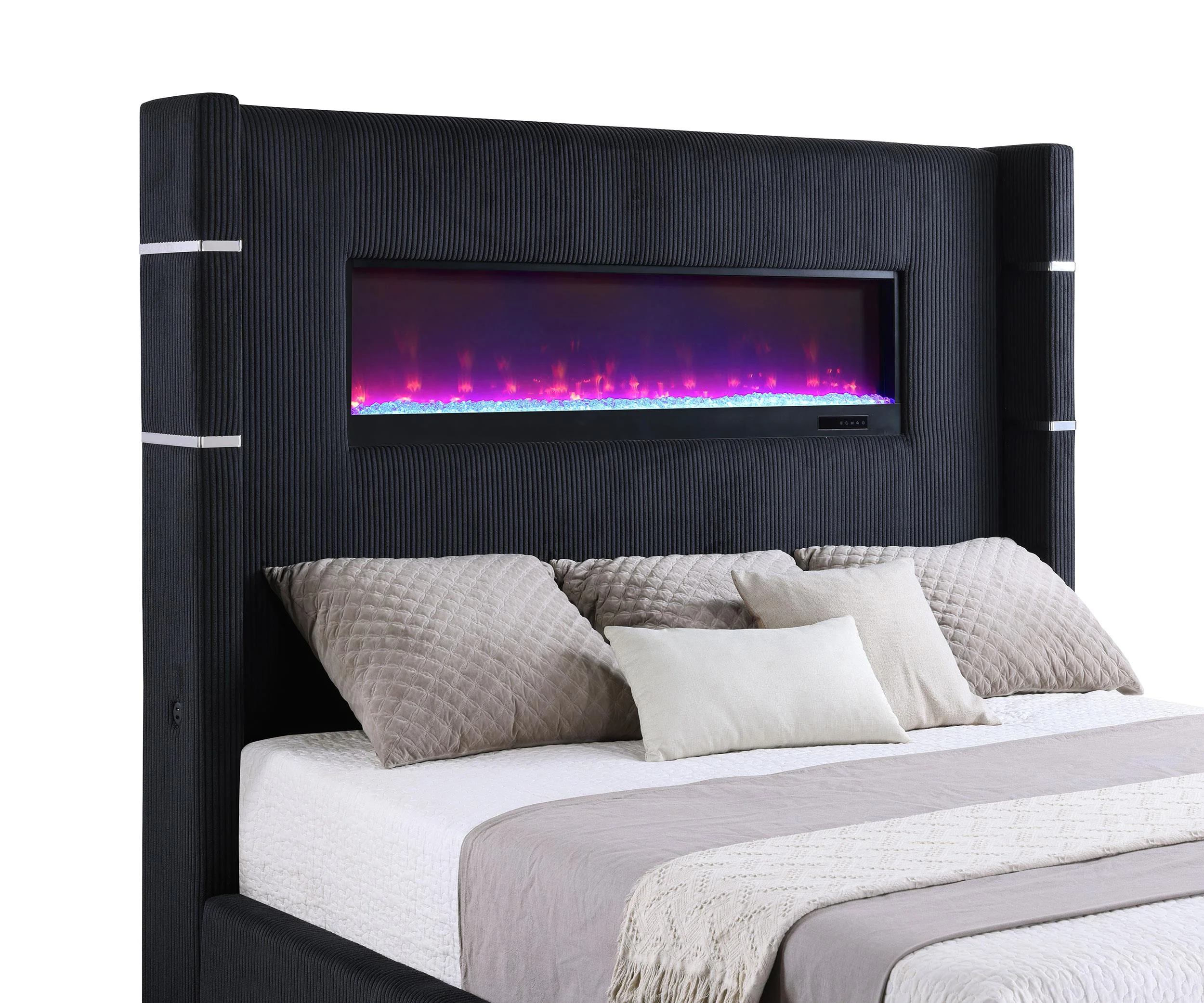 Tisdall 67-inch Upholstered Cal King Fireplace Bed Black - Image 5