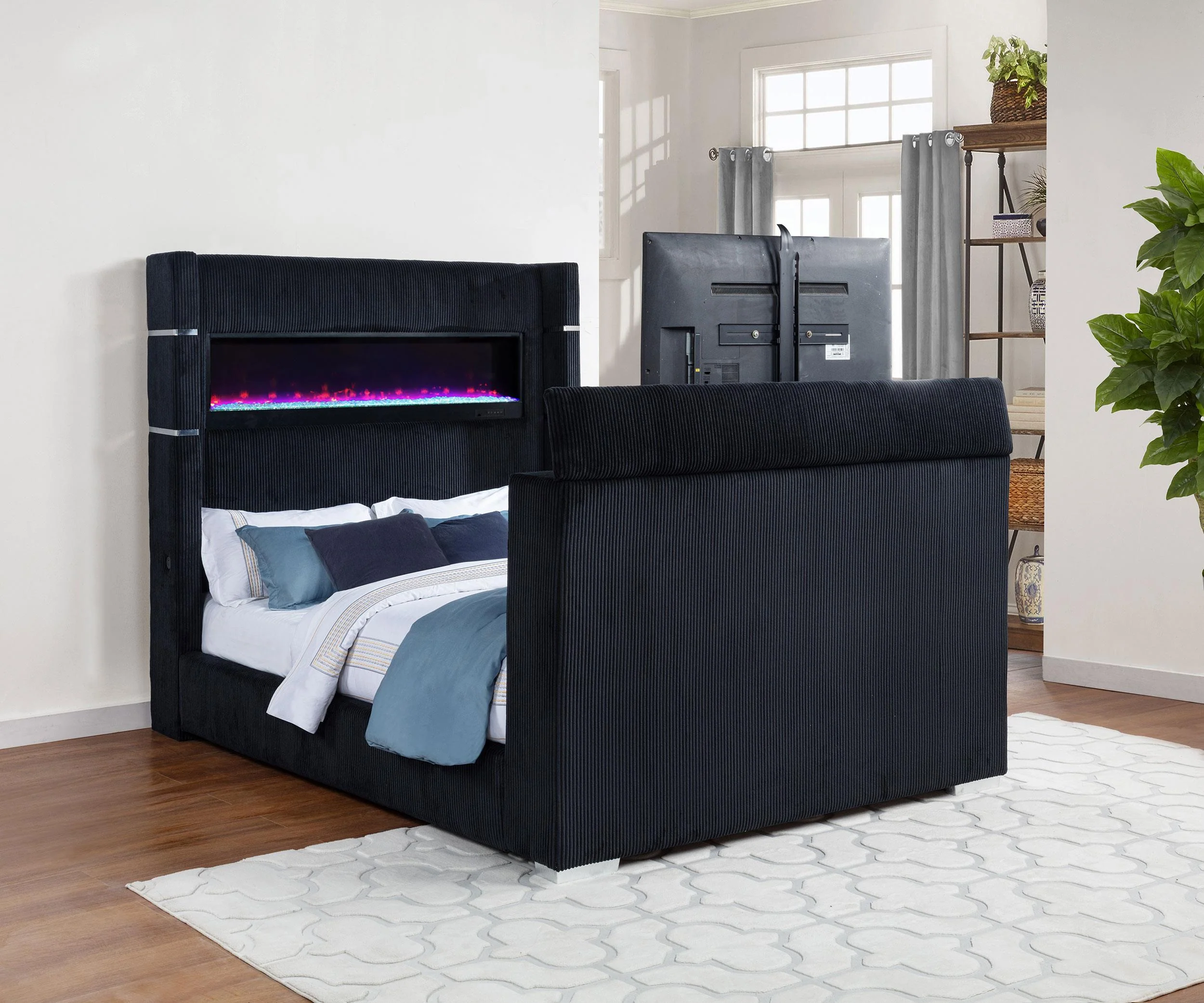 Tisdall Black California King Flame Visualizer TV Bed - Image 2