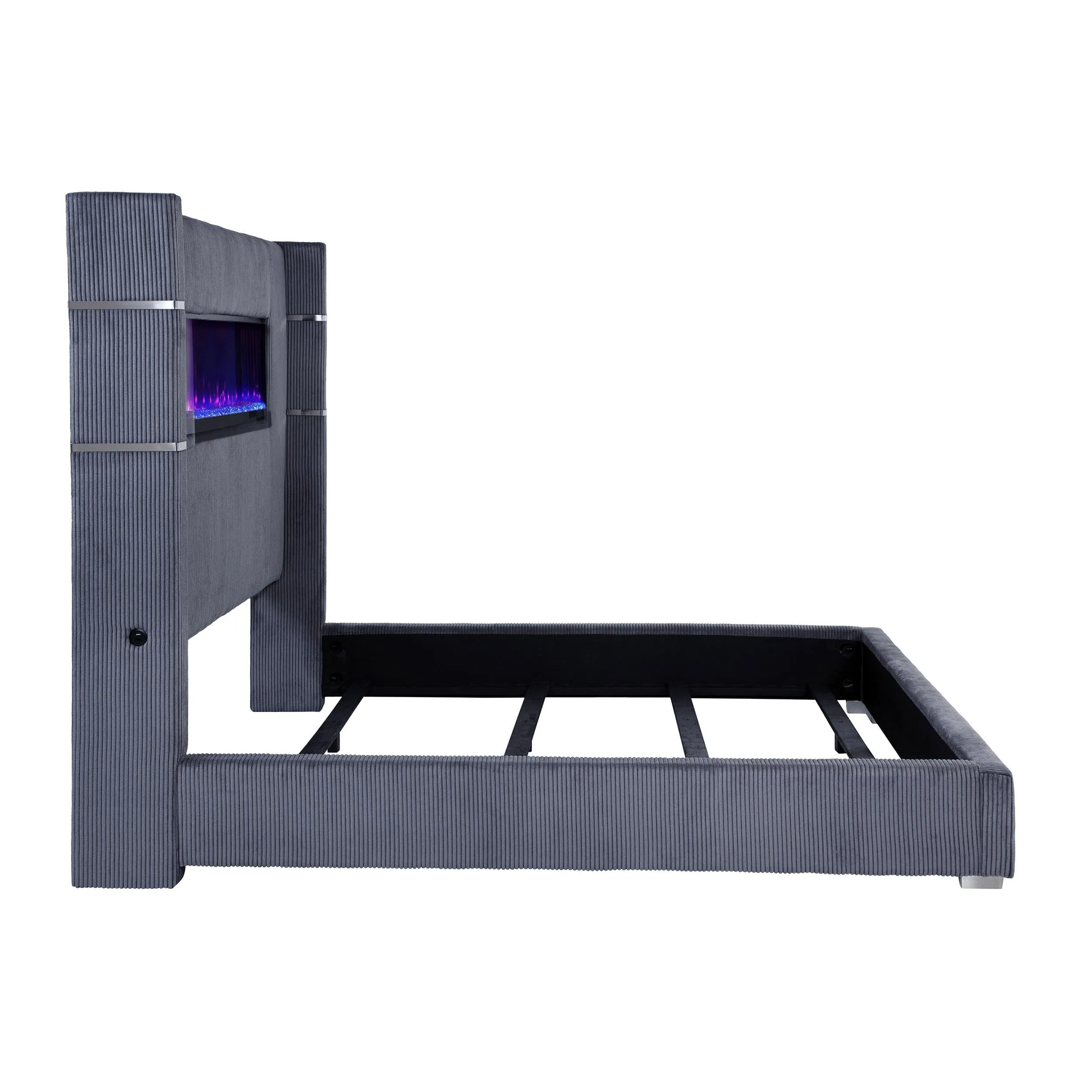 Tisdall Gray 67-inch Upholstered Eastern King Fireplace Bed - Image 6