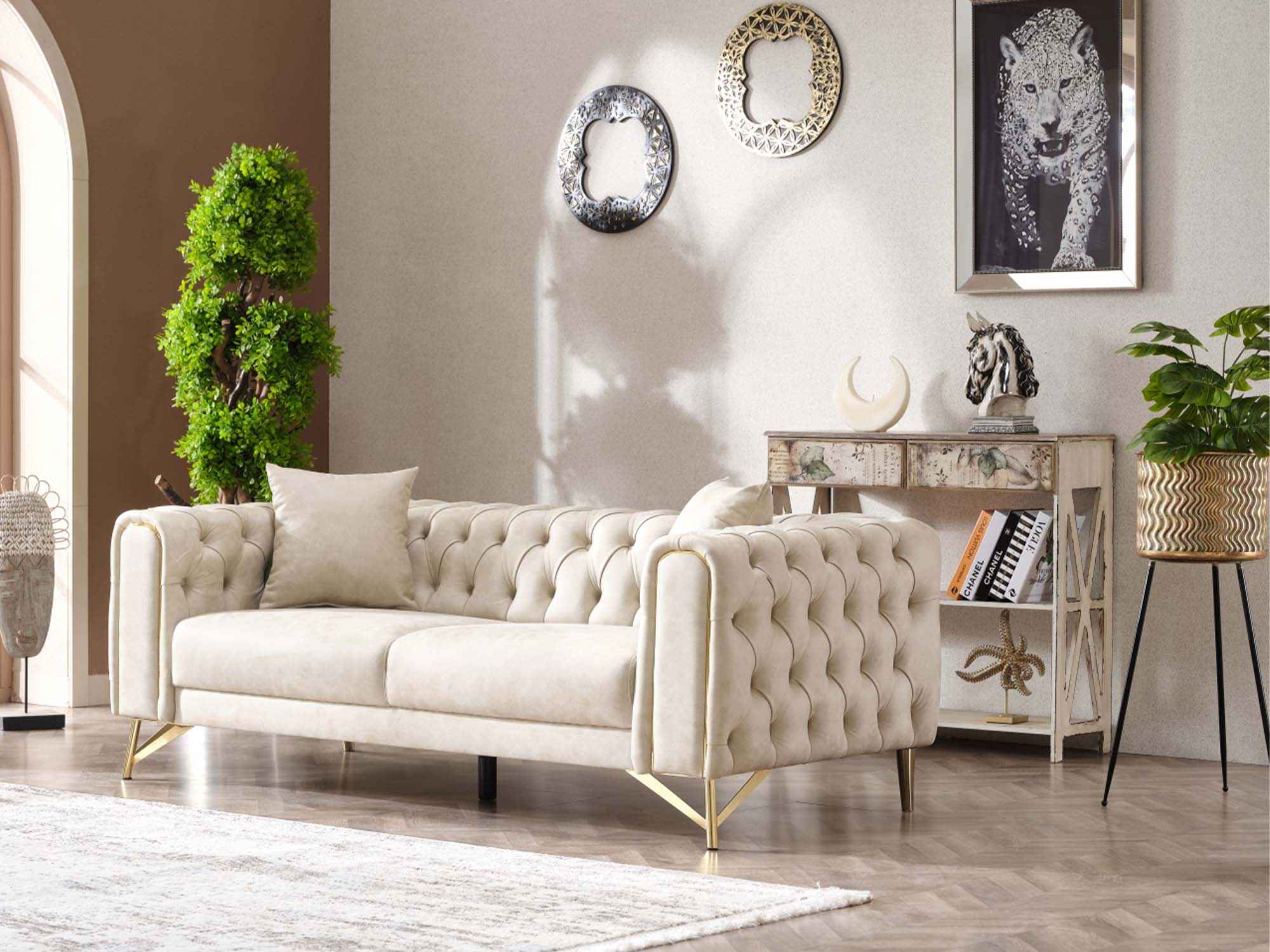 Tivoli Cream Convertible Loveseat