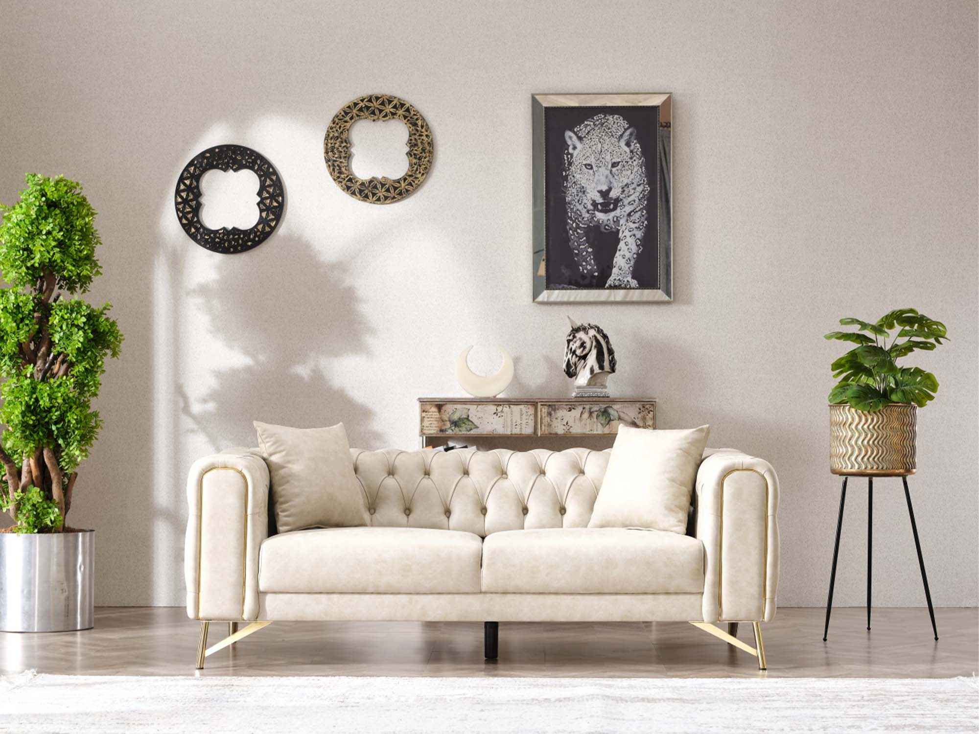 Tivoli Cream Convertible Loveseat - Image 2