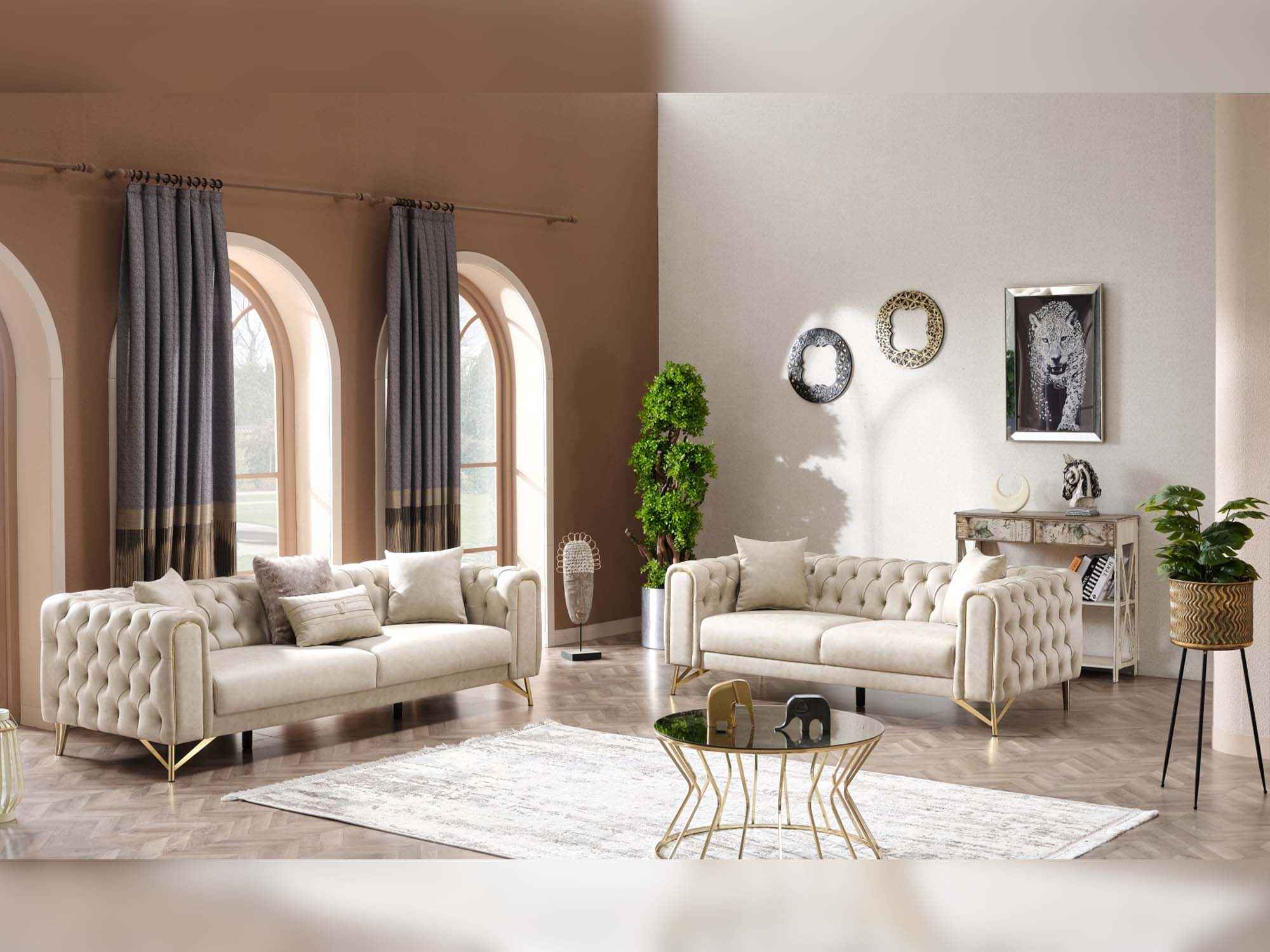 Tivoli Cream Convertible Loveseat - Image 3