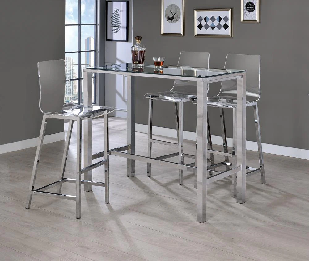 Tolbert Chrome Bar Table with Glass Top - Image 5