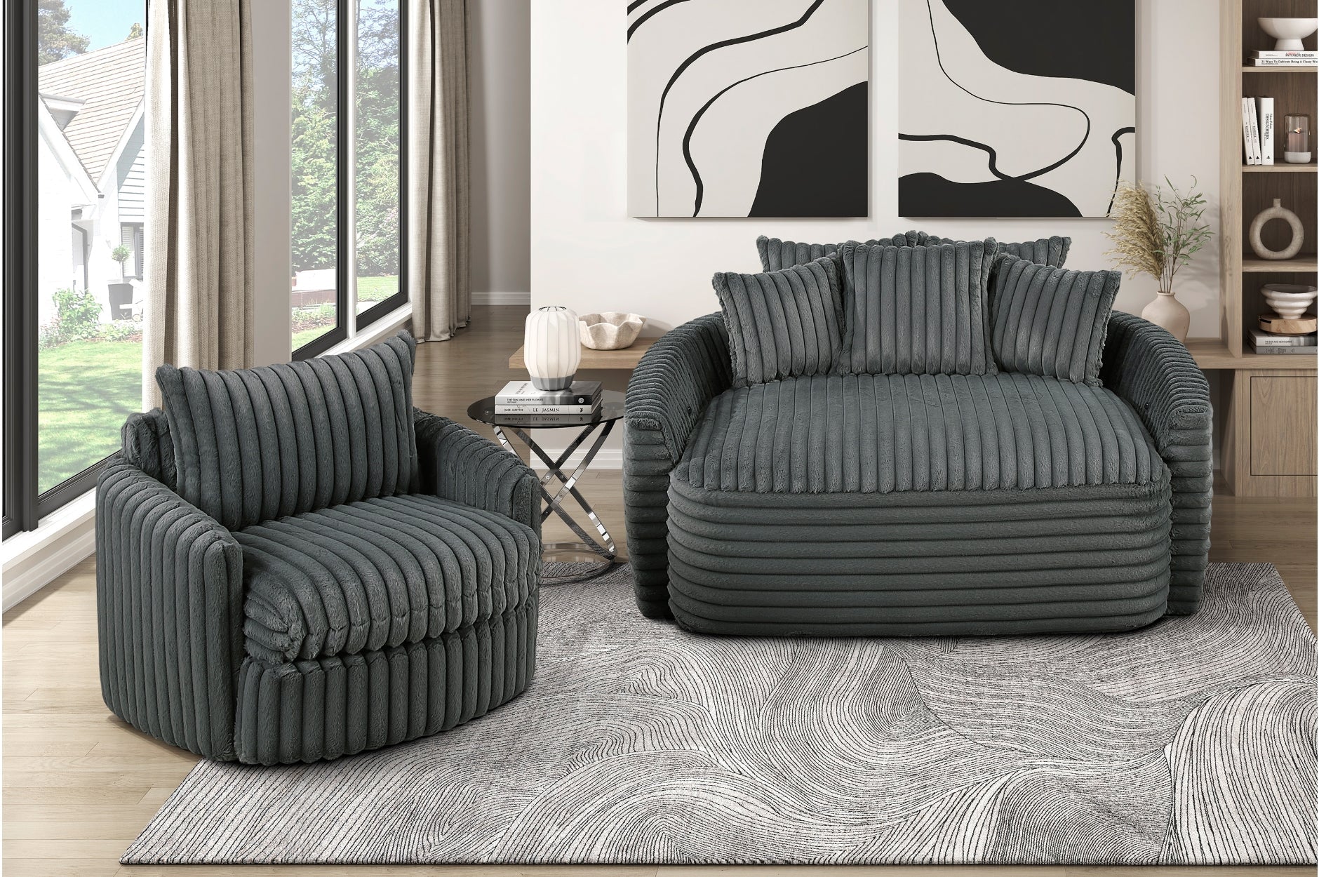 Tomball Dark Gray Swivel Chair - Image 11