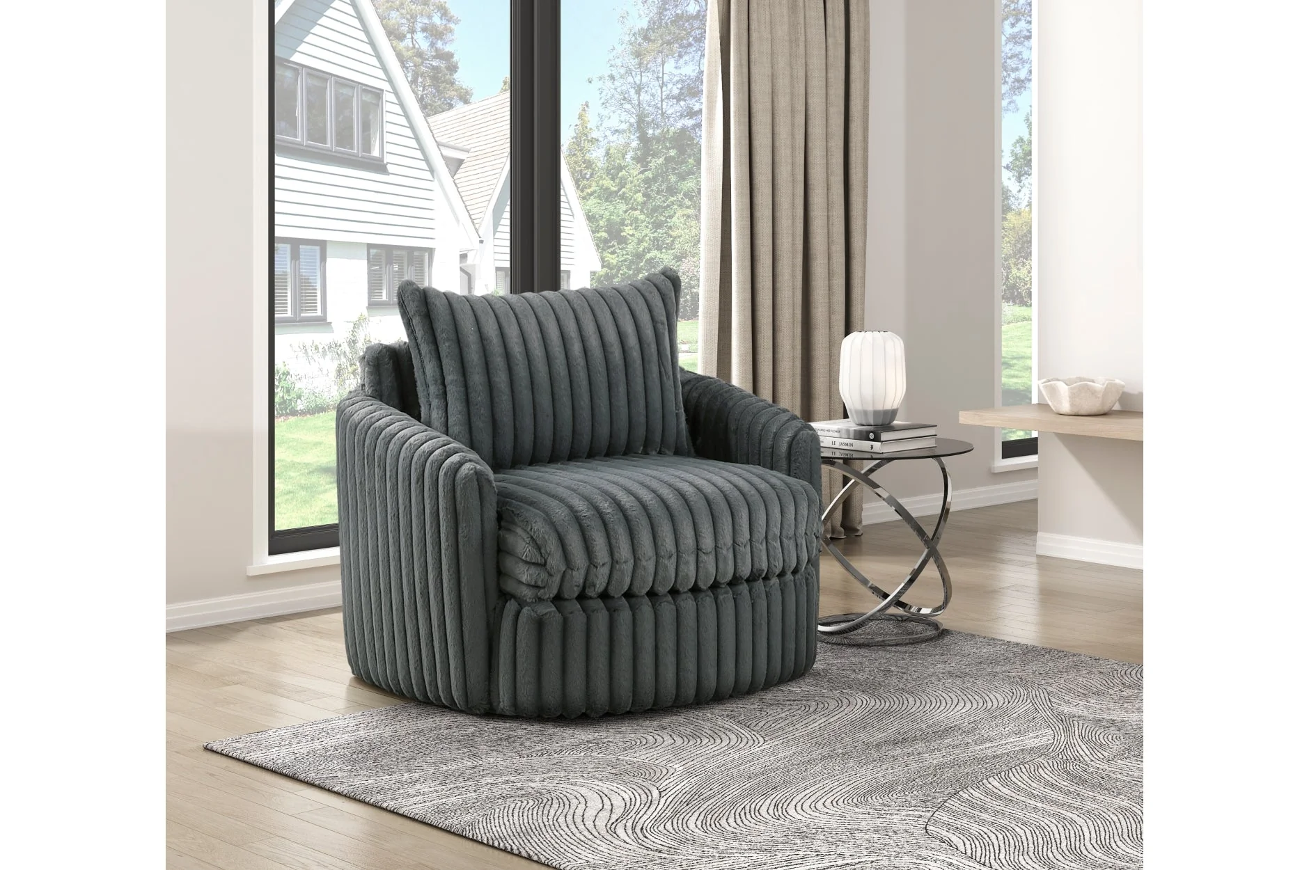 Tomball Dark Gray Swivel Chair - Image 12