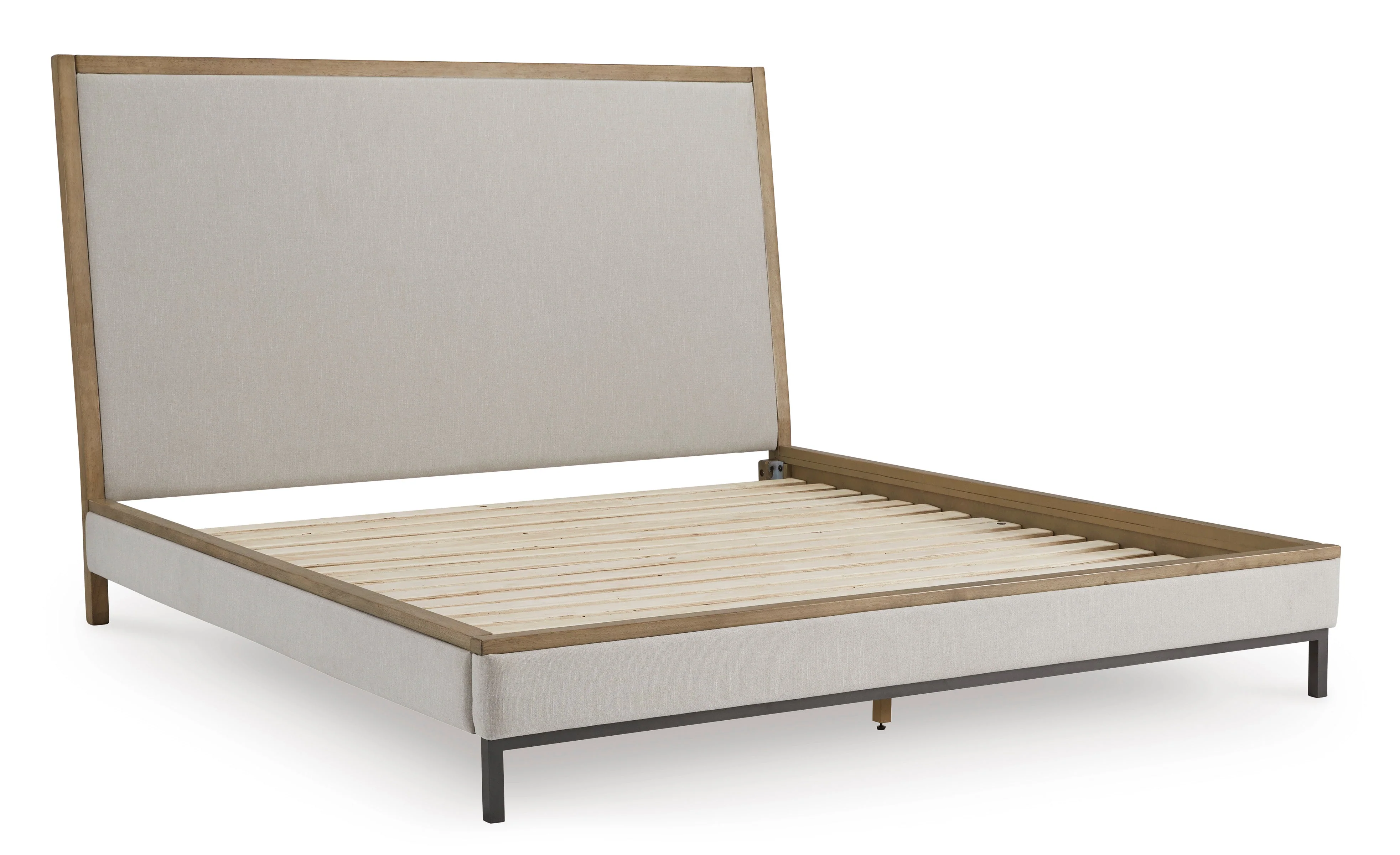 Tomtyn Light Brown King Upholstered Platform Bed - Image 2