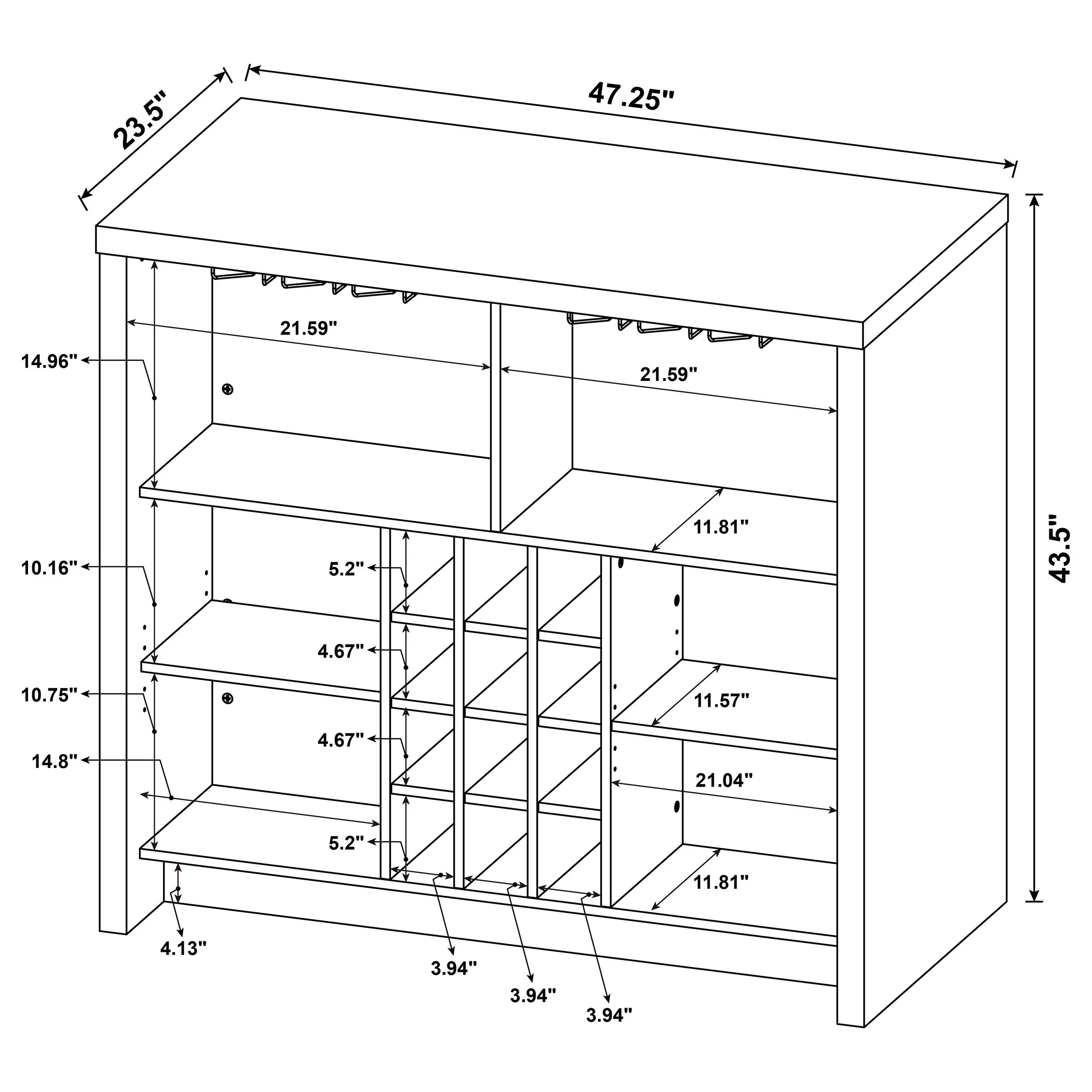 Topanga White Engineered Wood Freestanding Home Bar - Image 11