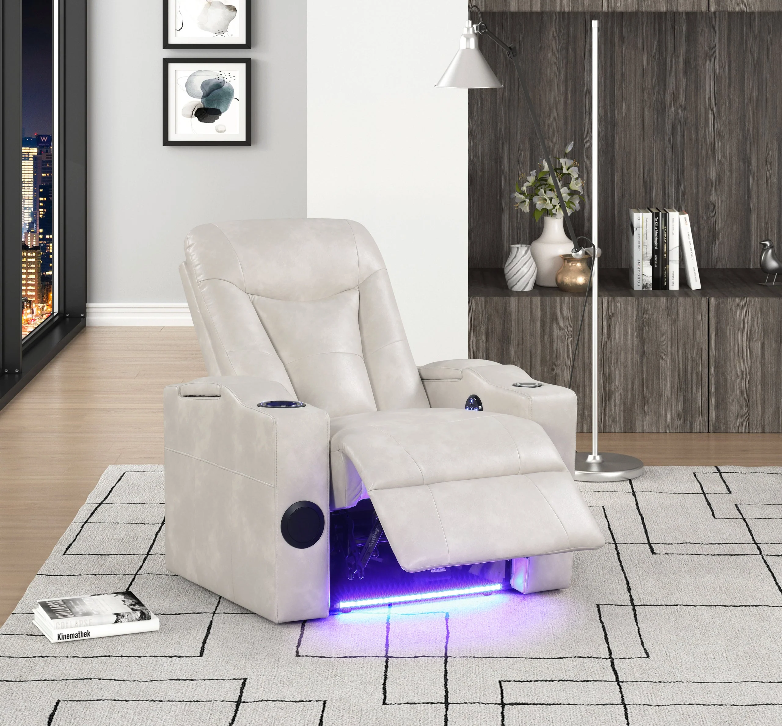 Topgun Ivory Power Reclining Chair (Bluetooth Speaker + Led Light)