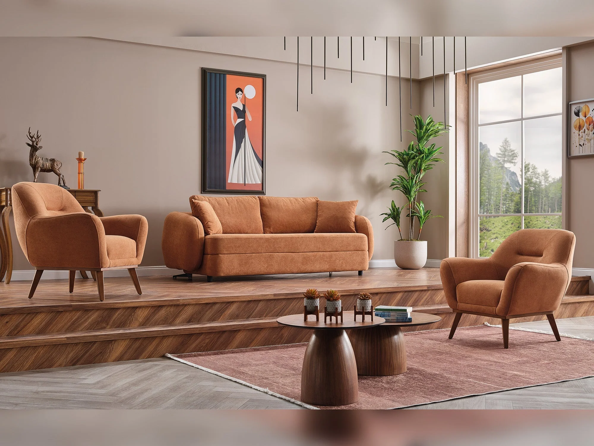 Toscana Orange Stationary 3 Seater Sofa - Image 5
