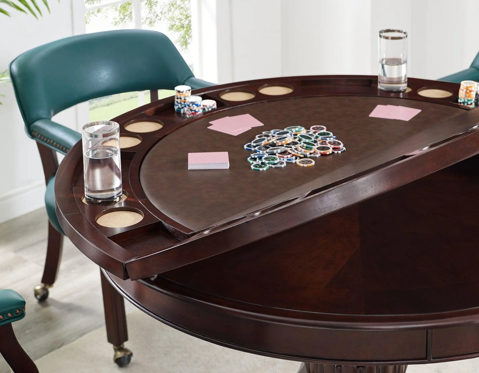 Tournament Game Table and Chairs,  6 Piece, Teal(Table & 4 Captains Chairs) - Image 3