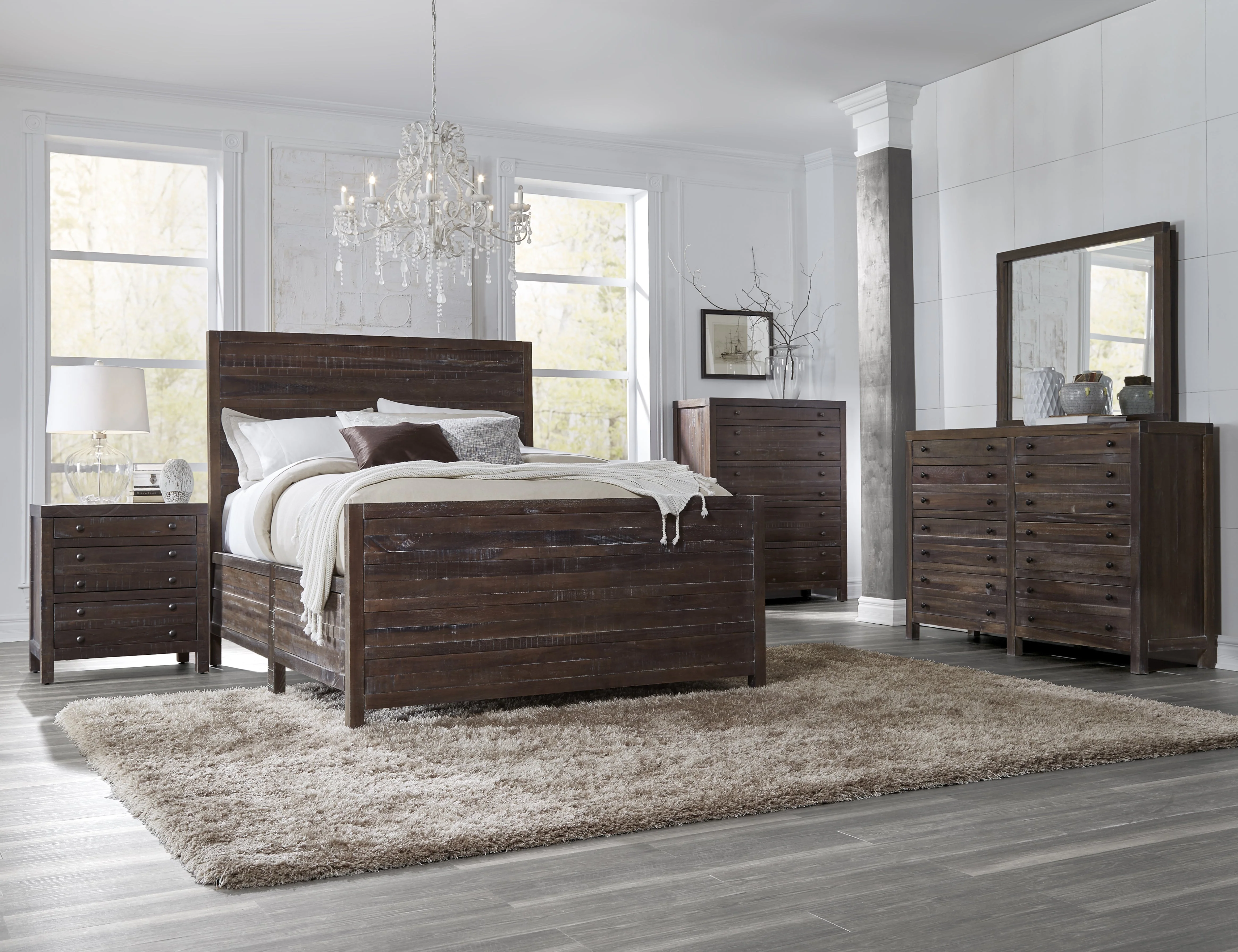 Townsend Solid Wood Queen Panel Bed in Java - Image 2