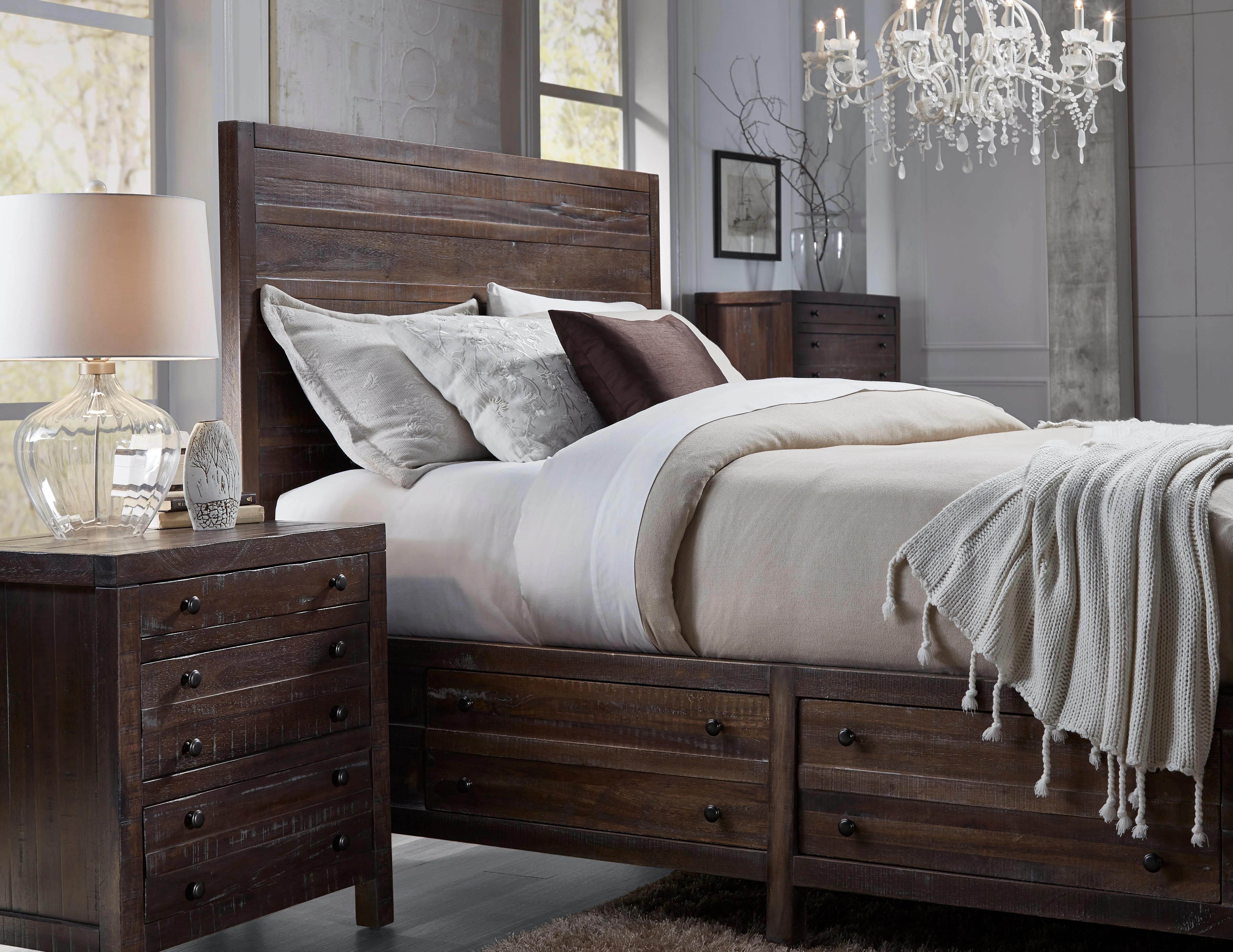 Townsend Three Drawer Solid Wood Nightstand in Java - Image 2