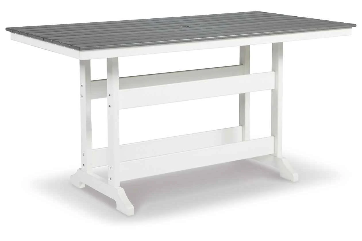 Transville Gray/White Outdoor Counter Height Dining Table with 4 Barstools - Image 2