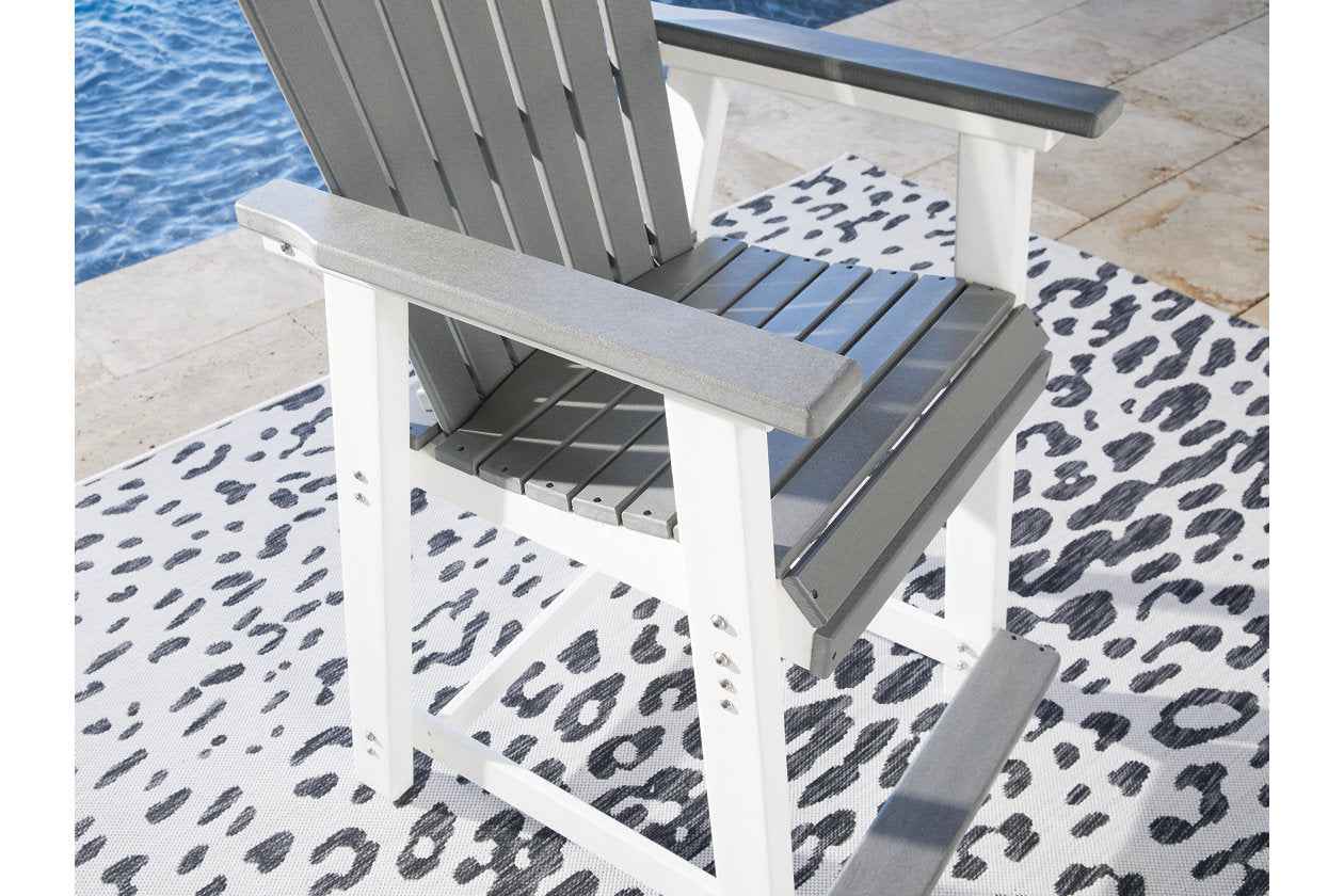 Transville Gray/White Outdoor Counter Height Dining Table with 4 Barstools - Image 4