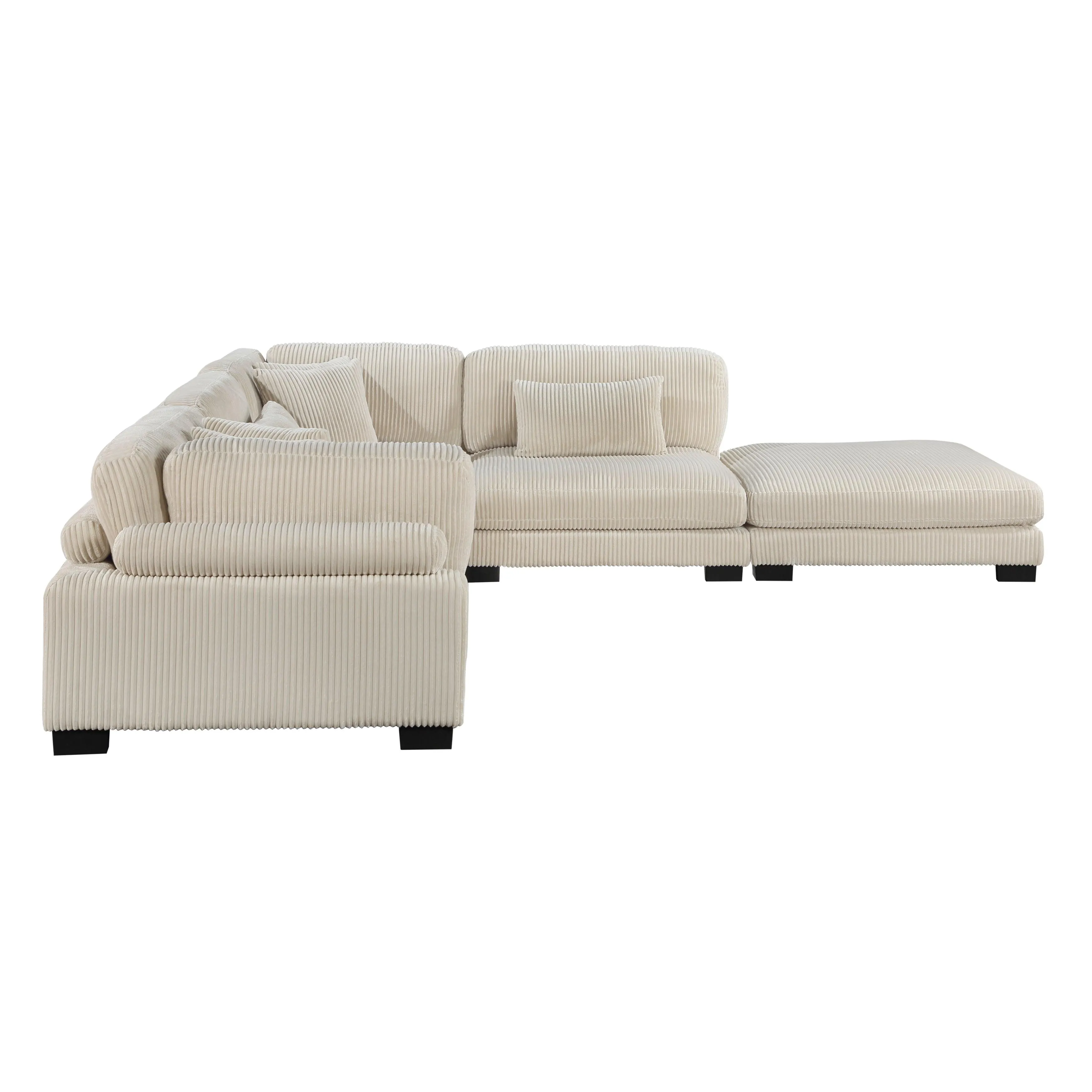 Traverse Beige Corduroy 5-Piece Modular Sectional with Ottoman - Image 4