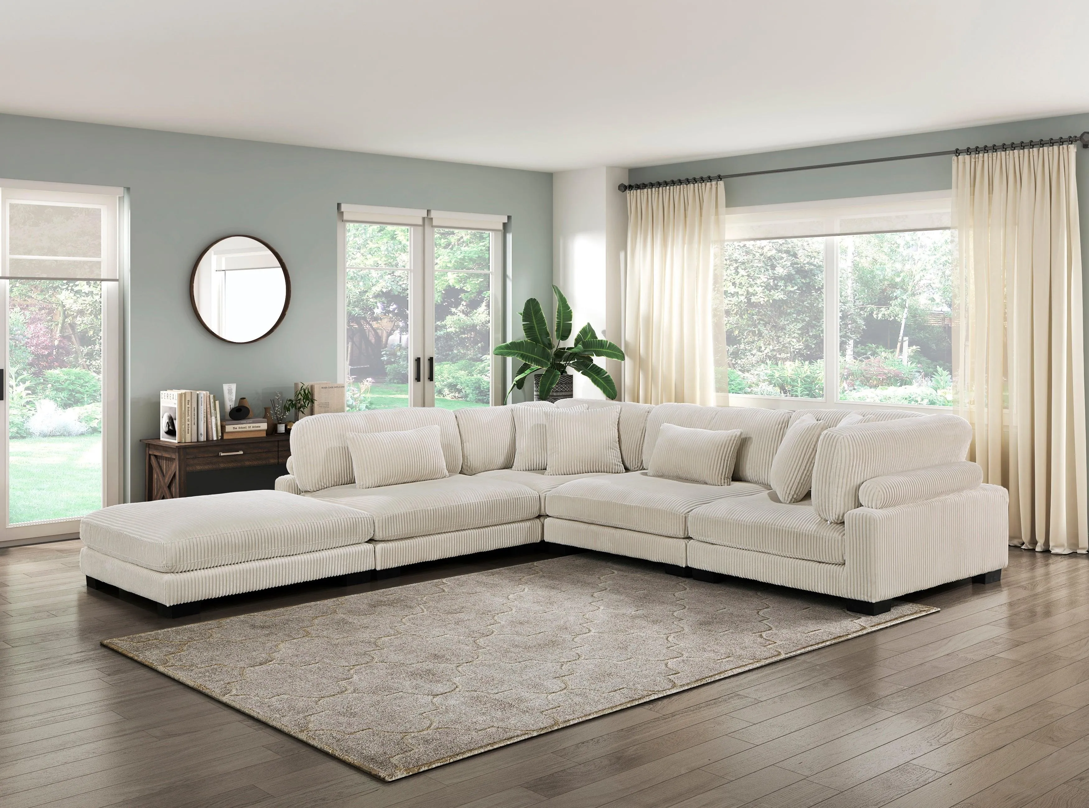 Traverse Beige Corduroy Corner Seat - Image 5