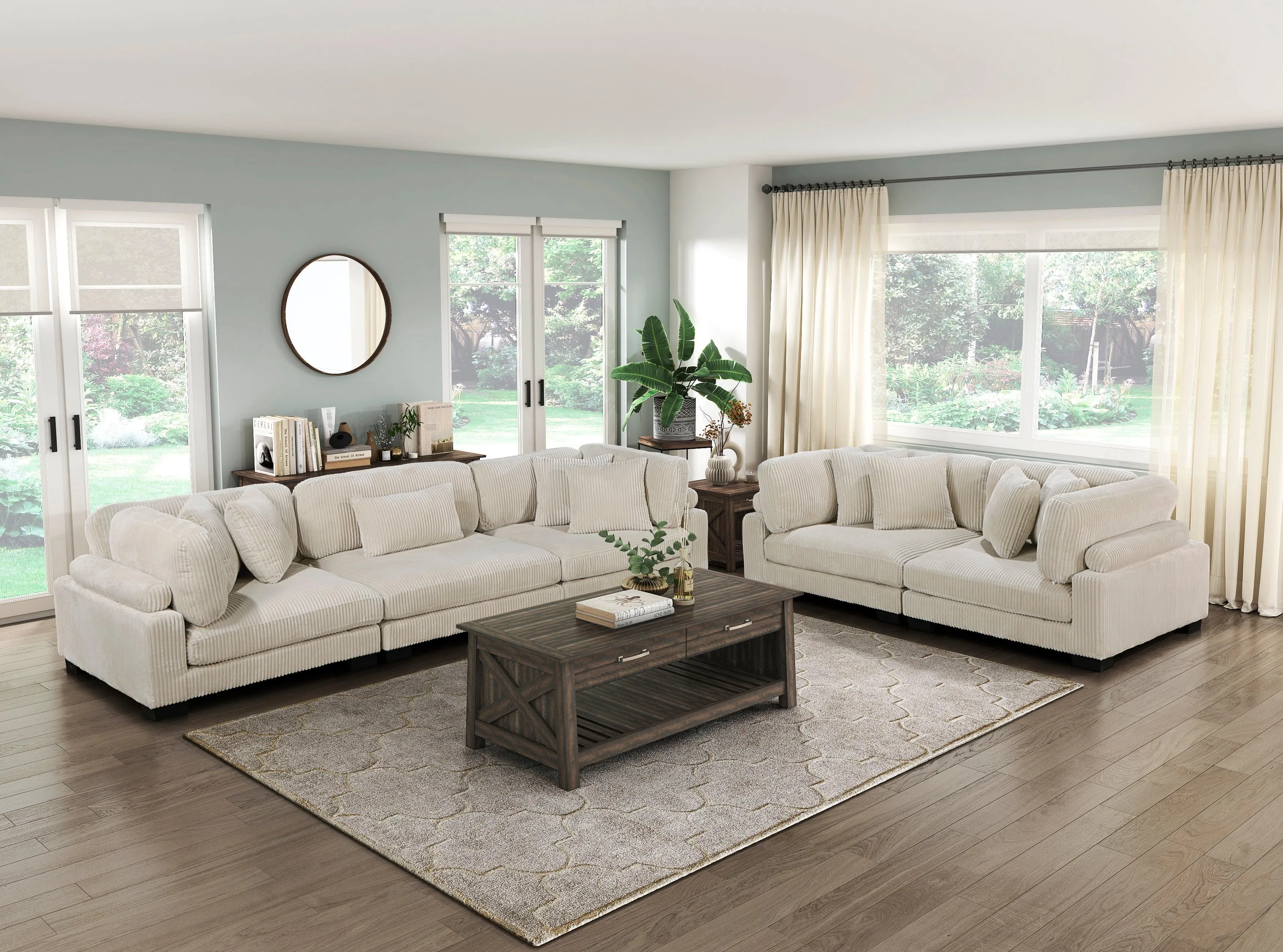 Traverse Beige Corduroy Corner Seat - Image 7