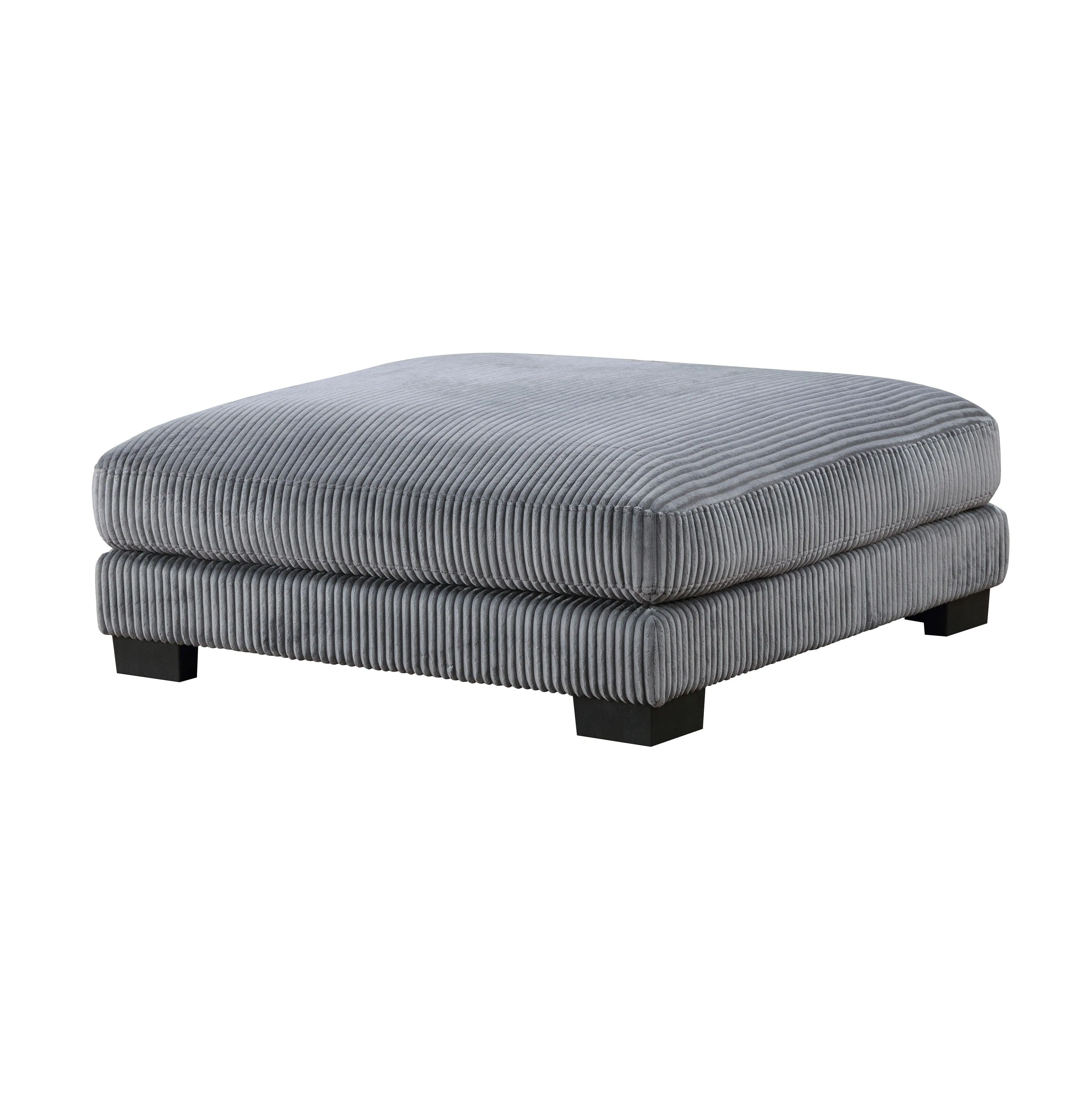 Traverse Gray Corduroy 4-Piece Modular Sectional with Ottoman - Image 7