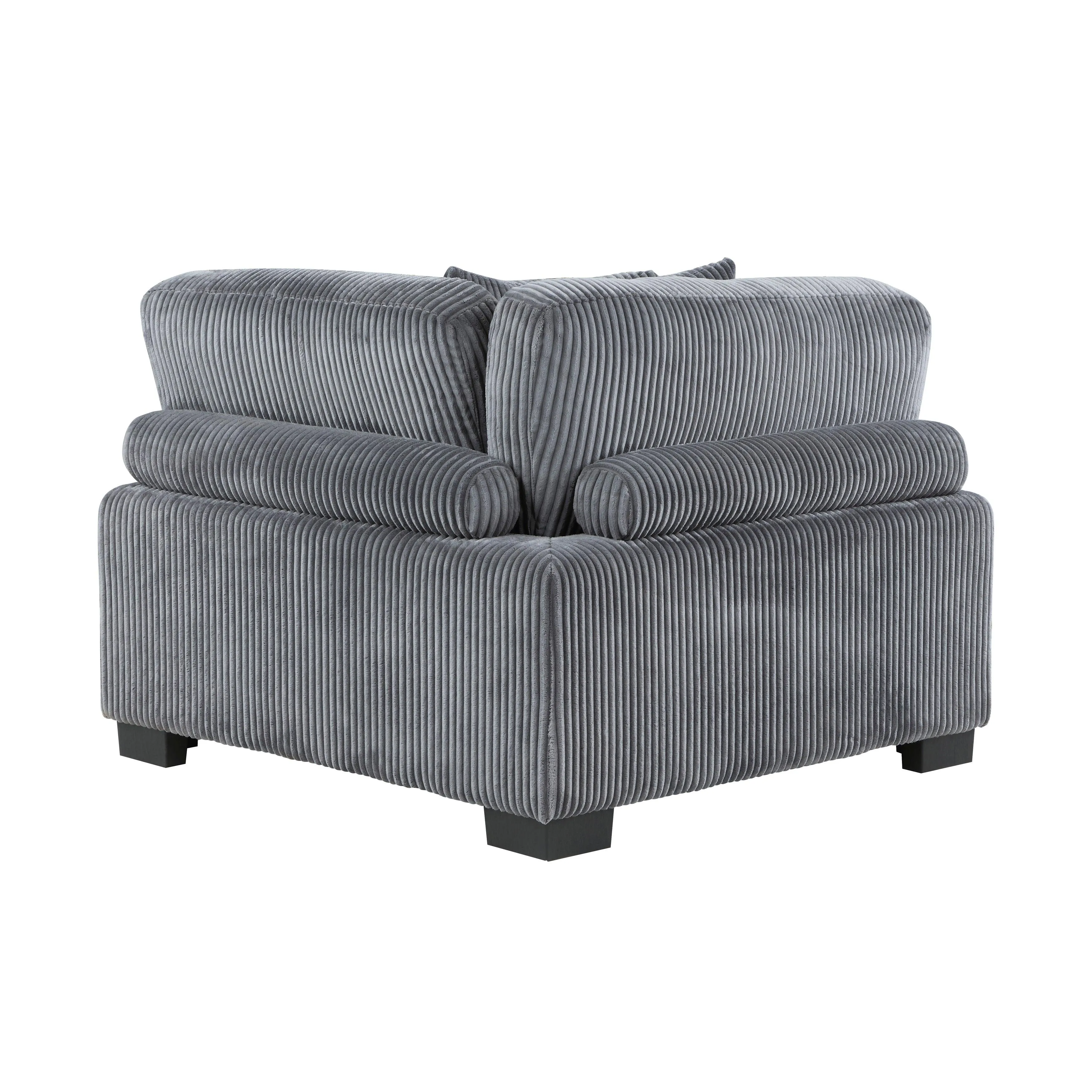 Traverse Gray Corduroy Corner Seat - Image 3