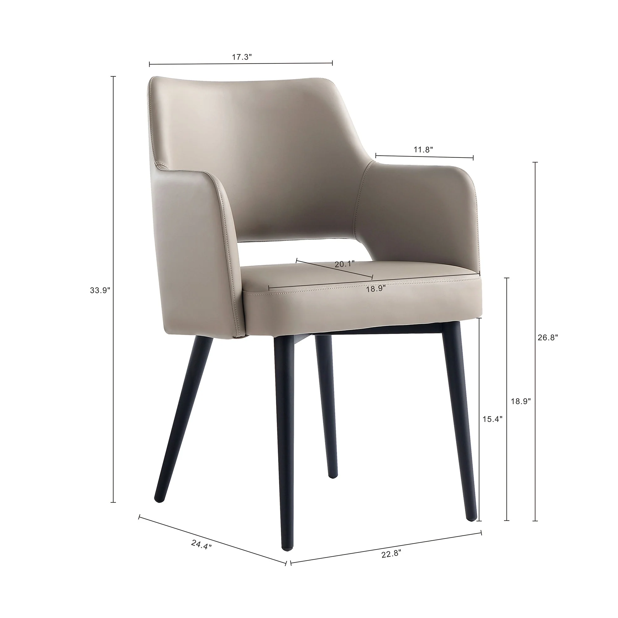 Tremont Dining Arm Chair in Taupe (set of 2) - Image 3