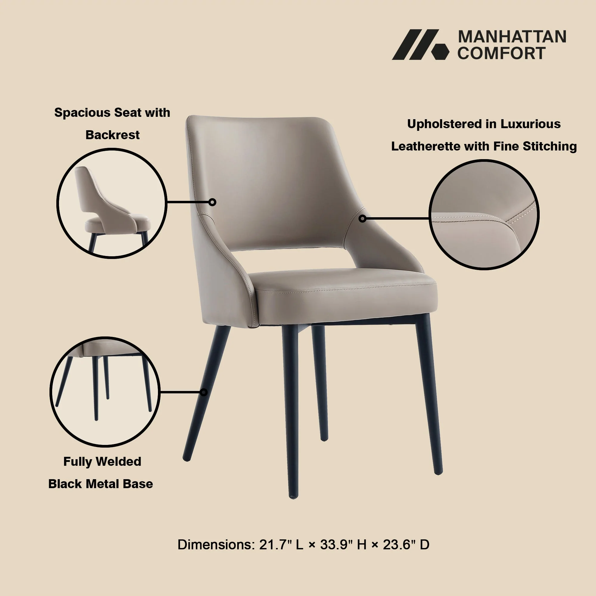 Tremont Dining Chair in Taupe - Image 4