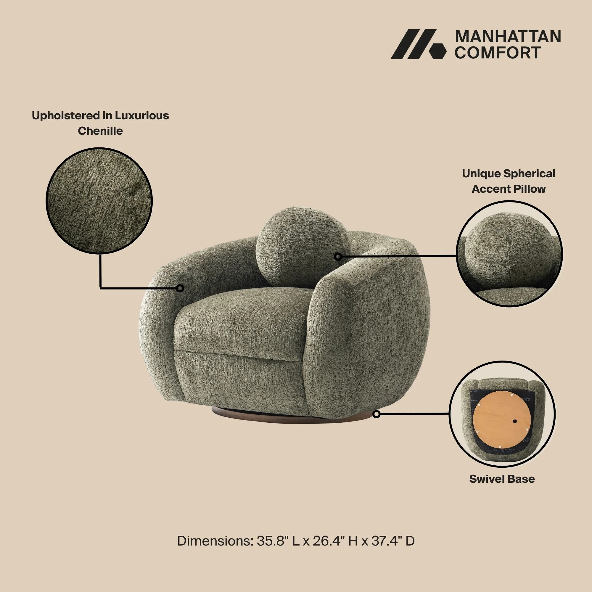 Tribeca Accent Chair in Olive Green - Image 4