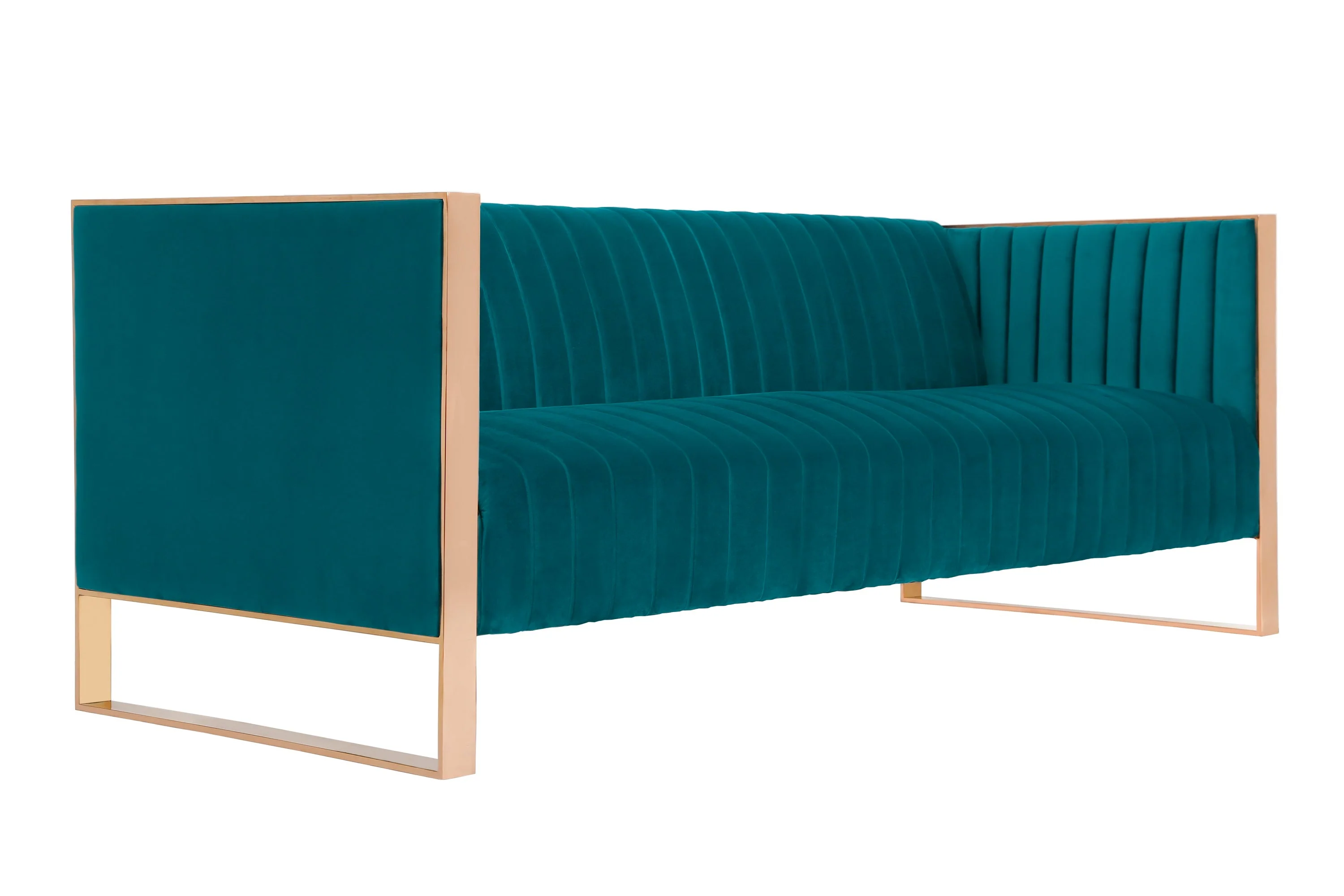 Trillium Sofa in Aqua Blue and Gold - Image 4