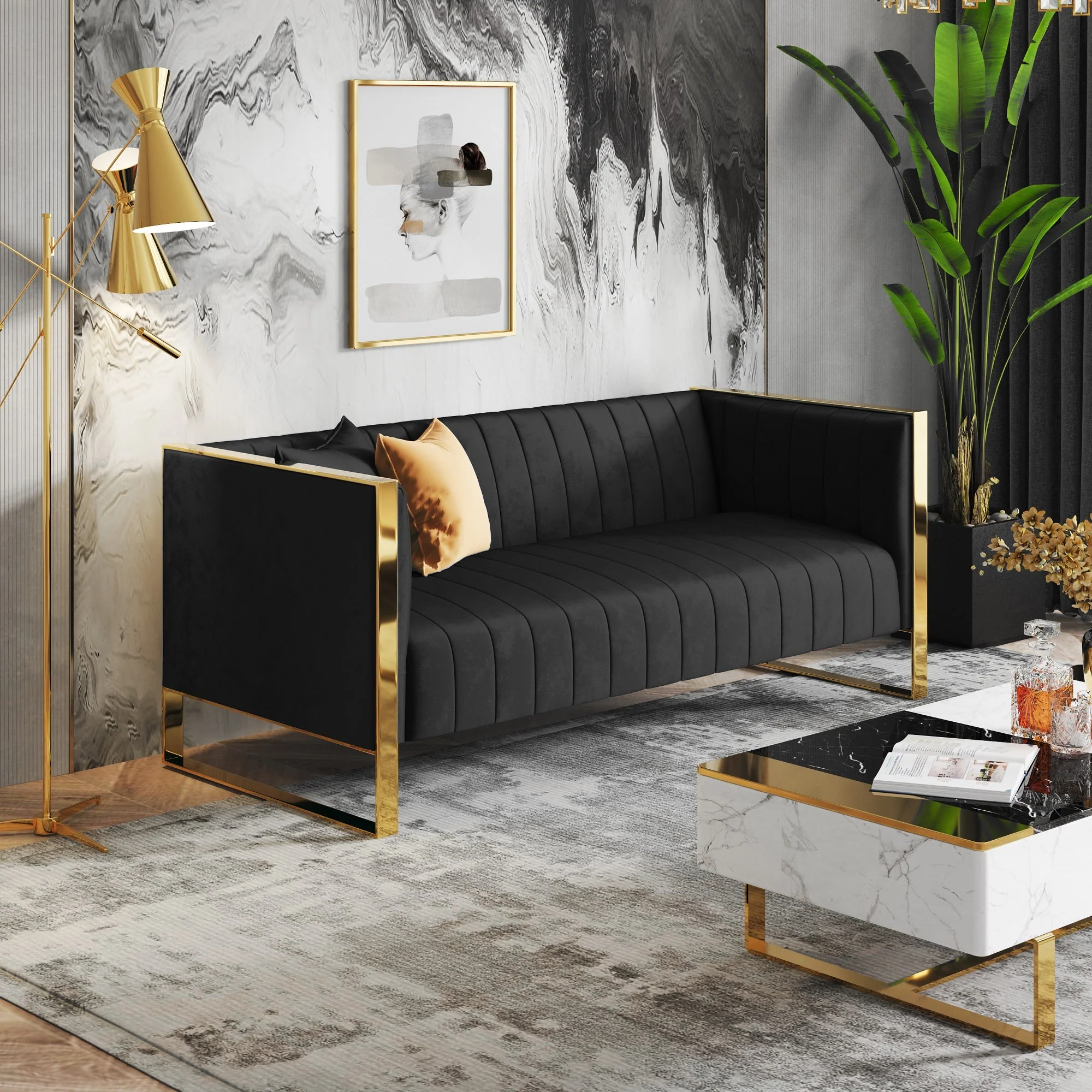 Trillium Sofa in Black and Gold - Image 2